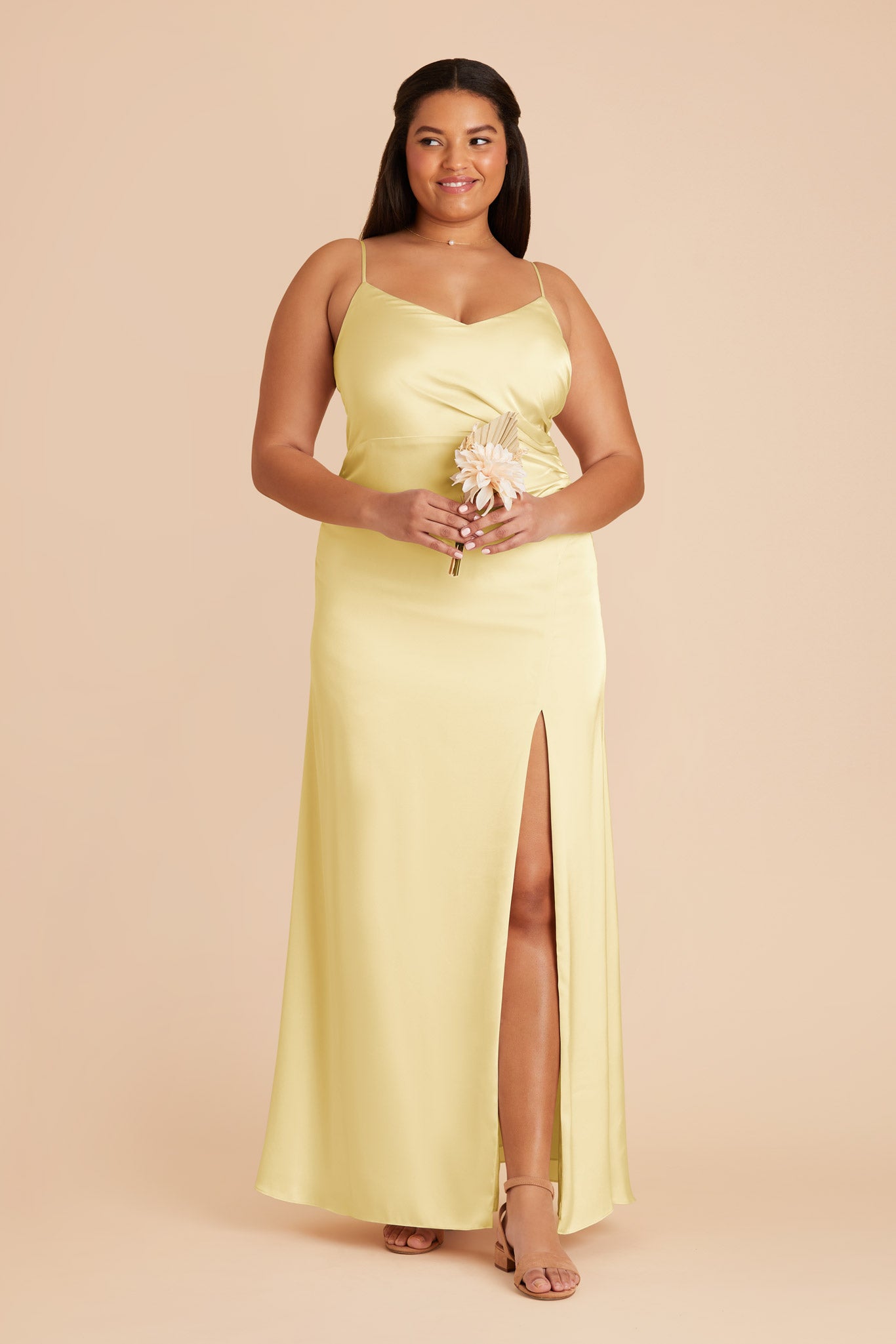 Matte Satin Bridesmaid Dress in Lemon Sorbet | Catherine