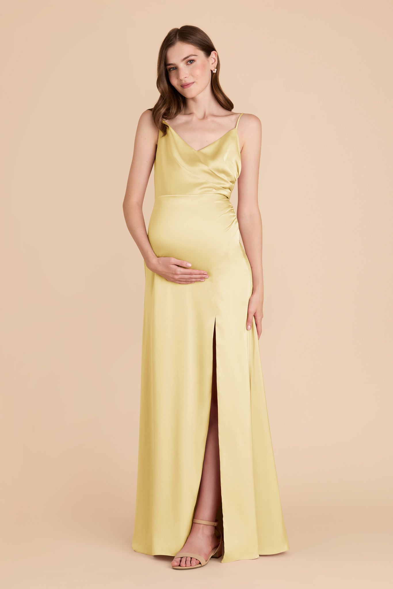 Matte Satin Bridesmaid Dress in Lemon Sorbet | Catherine