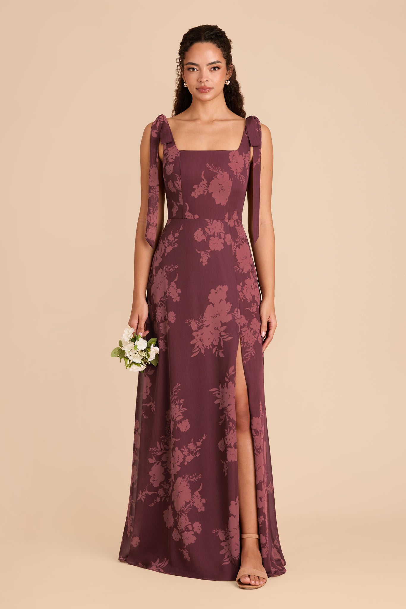 Convertible Chiffon Dress with Bows | Sangria Whimsical Blooms