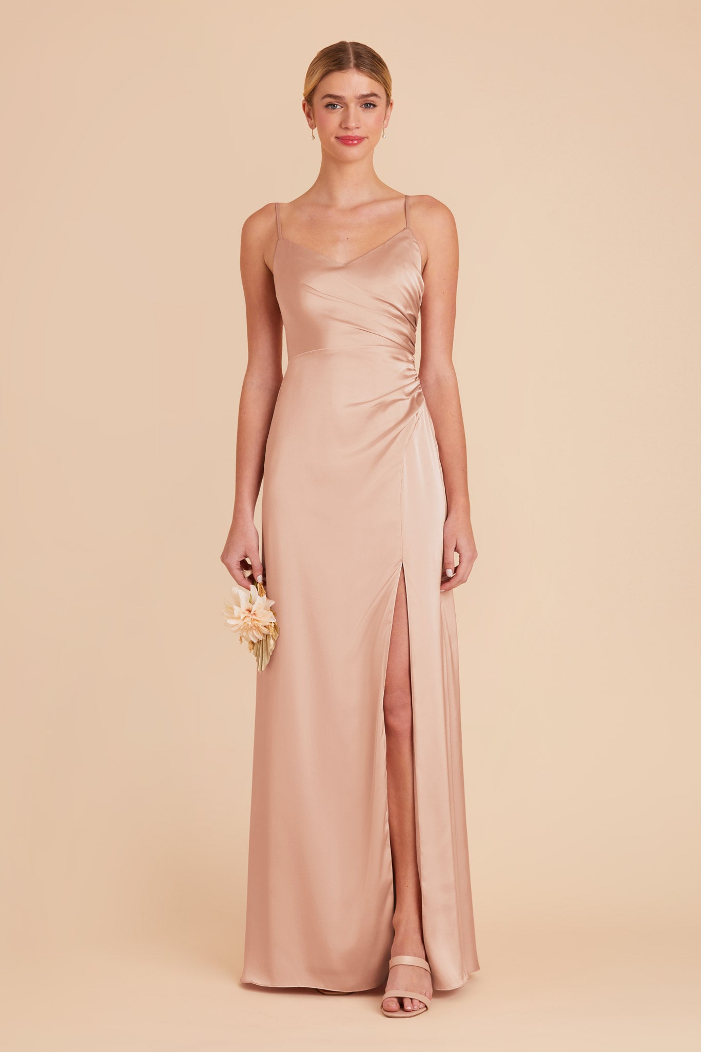 Rose Gold Matte Satin Dress for Bridesmaids | Catherine