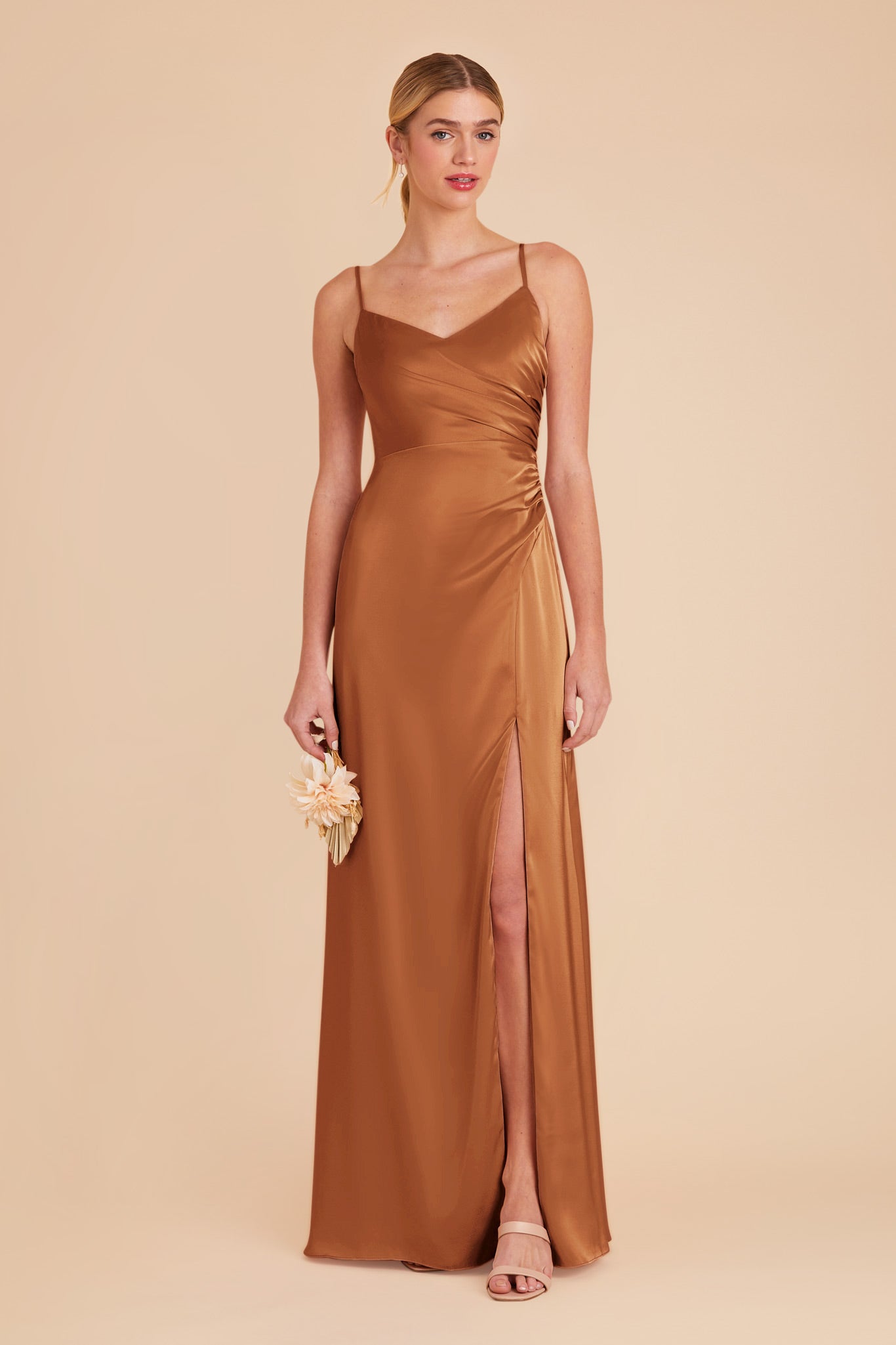 Matte Satin Dress in Rust | Catherine
