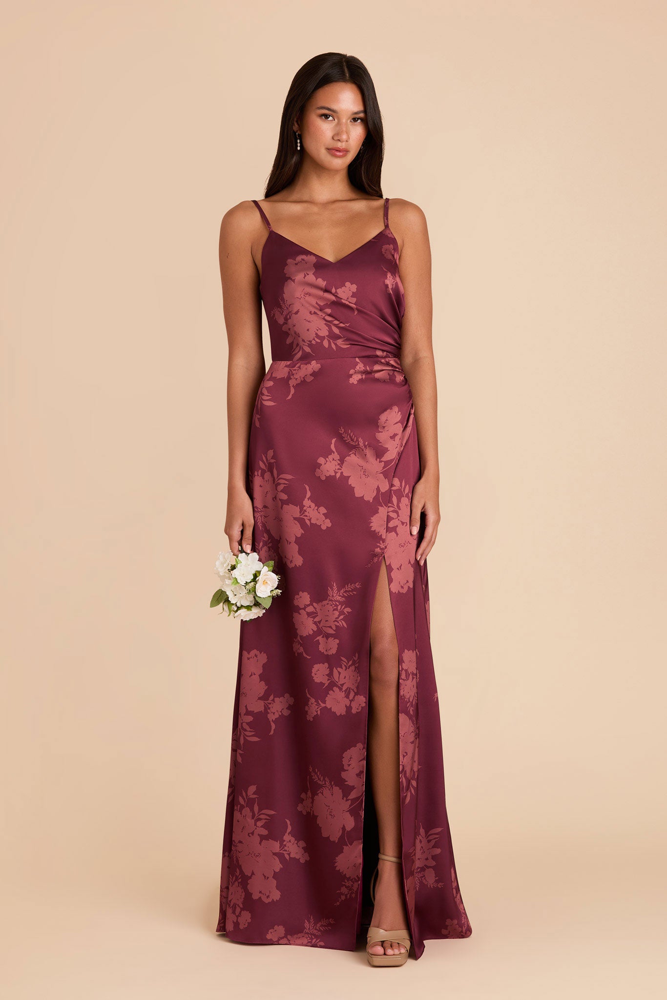 Satin Bridesmaid Dress with Whimsical Blooms | Catherine