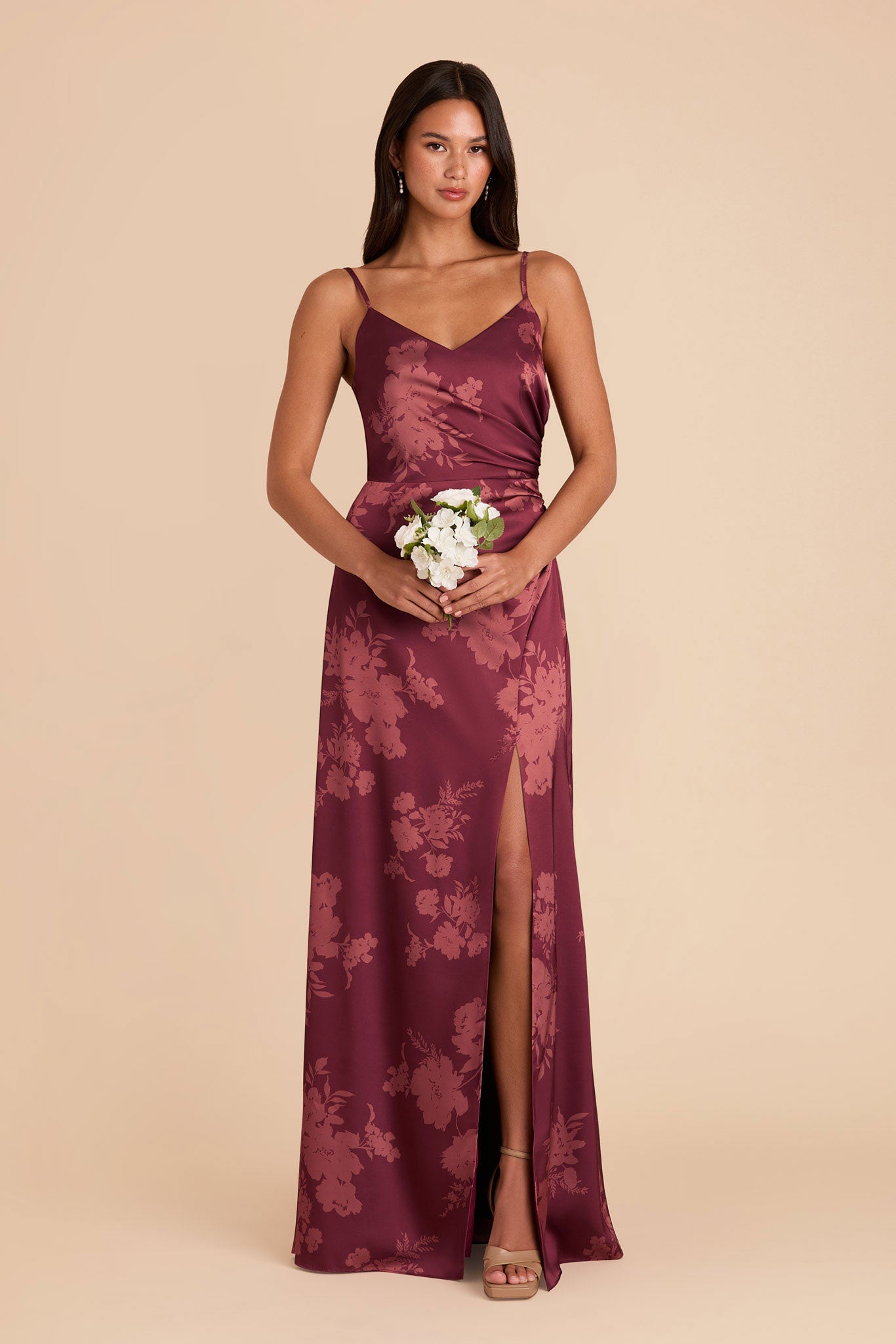 Satin Bridesmaid Dress with Whimsical Blooms | Catherine