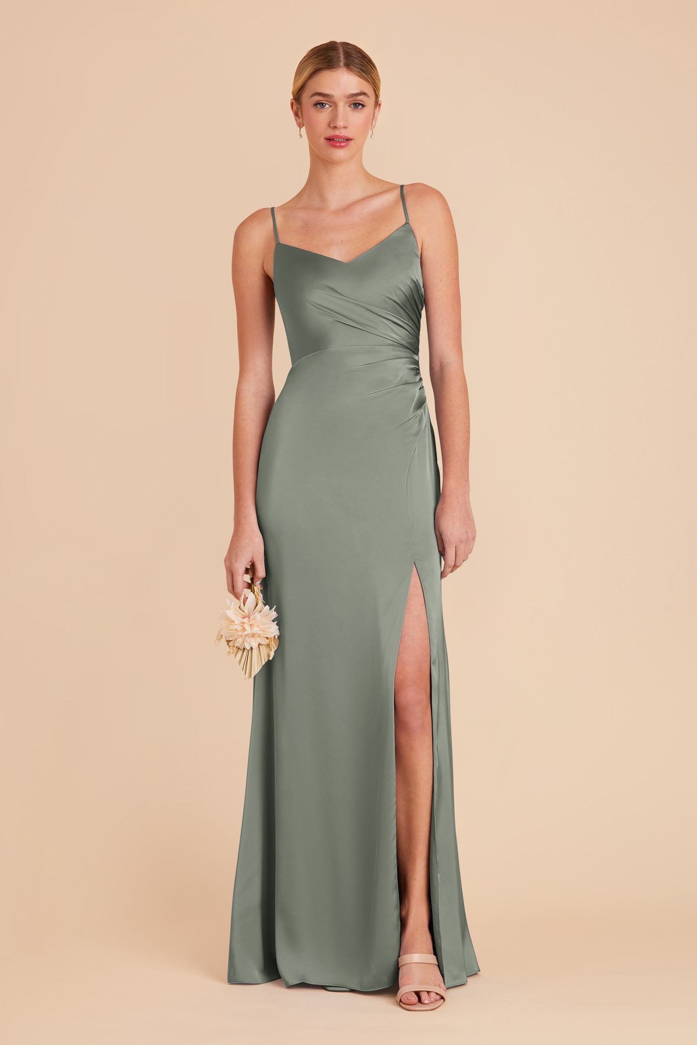 Matte Satin Dress in Sea Glass | Catherine