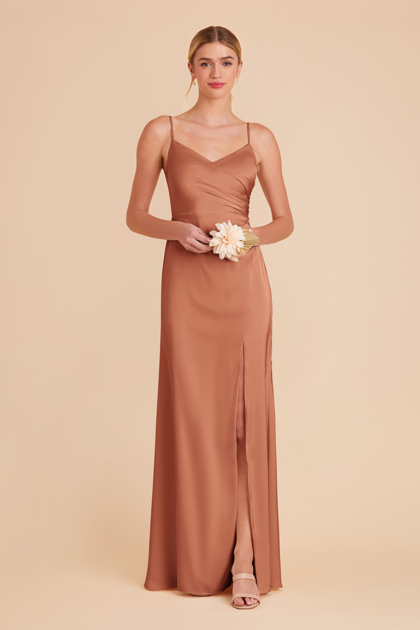 Terracotta Matte Satin Dress | Catherine