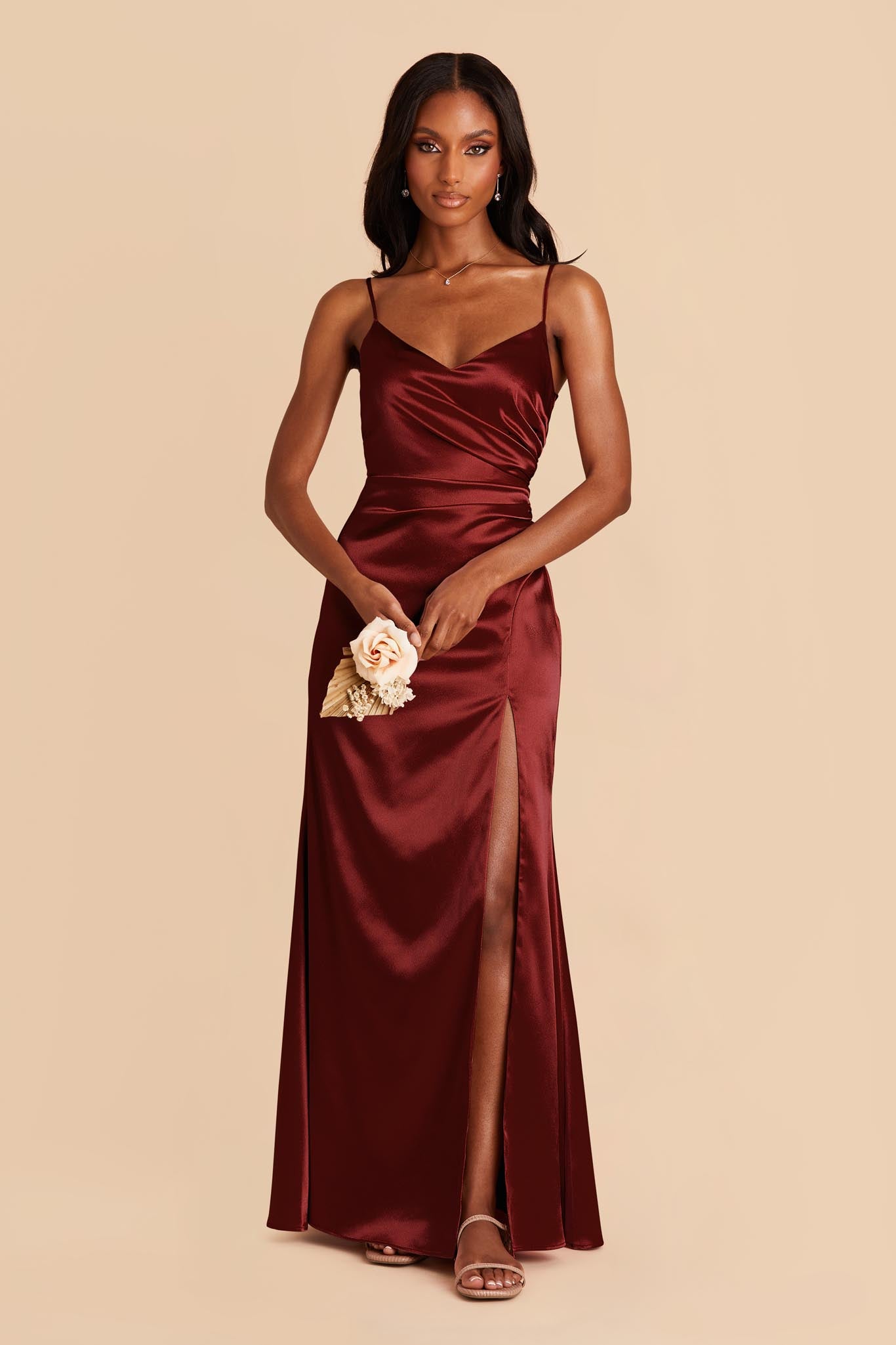 Shiny Satin Bridesmaid Dress in Cabernet | Catherine