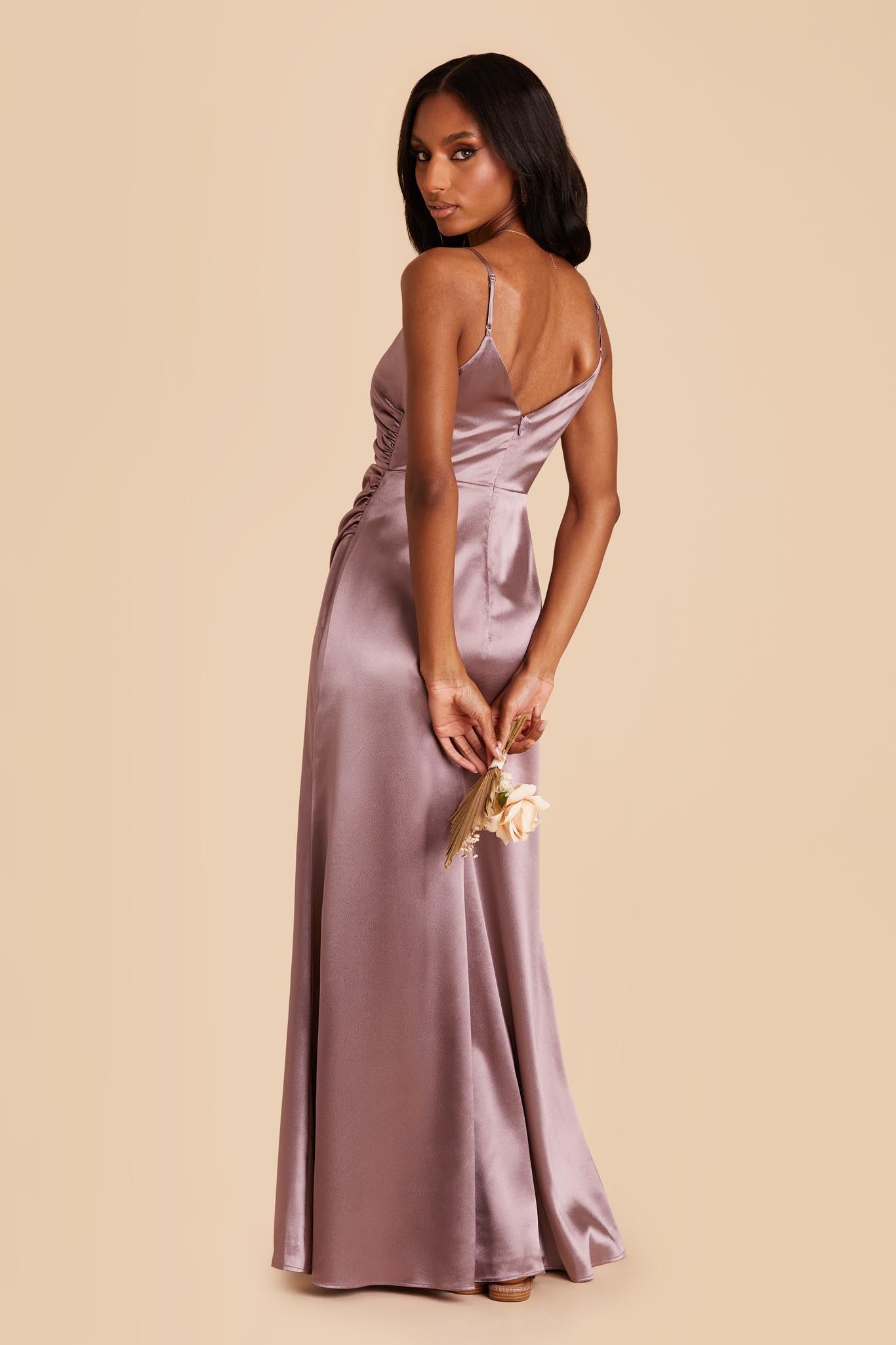 Shiny Satin Dress in Dark Mauve | Catherine