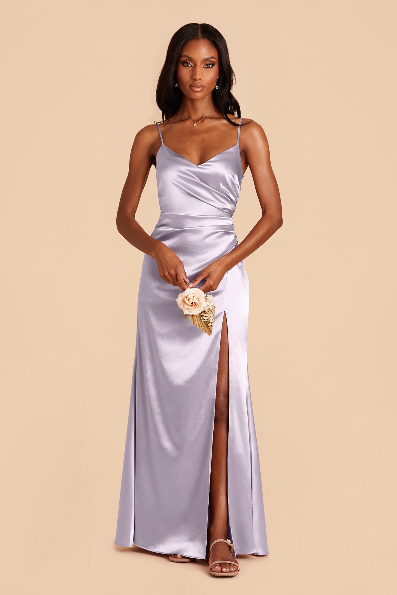 Shiny Satin Dress in Dusty Lilac | Catherine