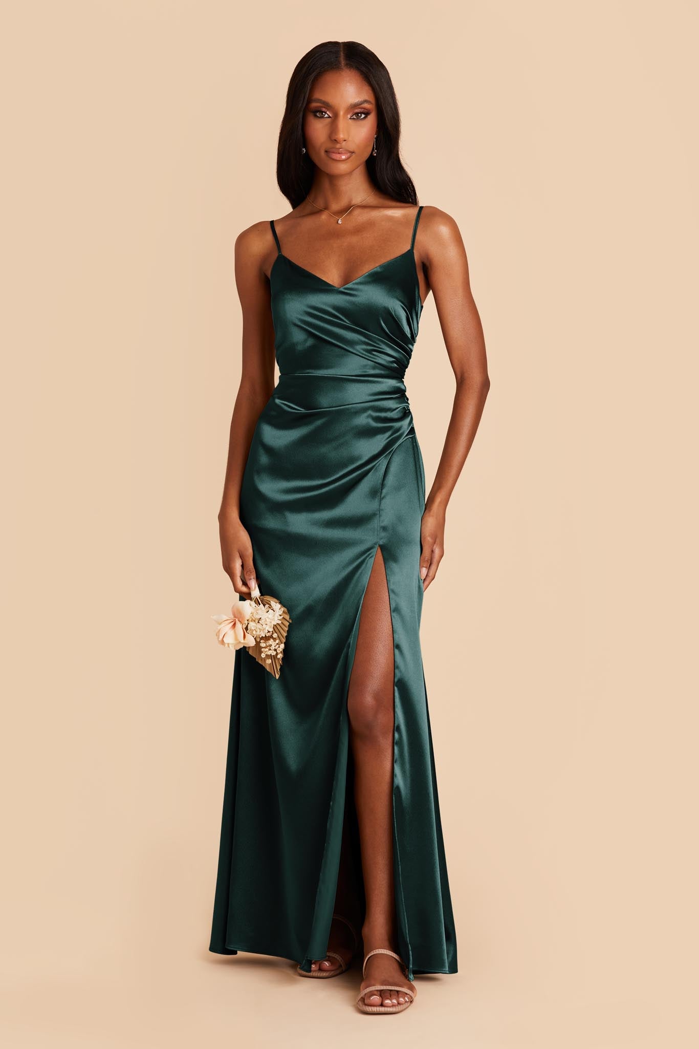 Emerald Satin Bridesmaid Dress | Catherine Shiny