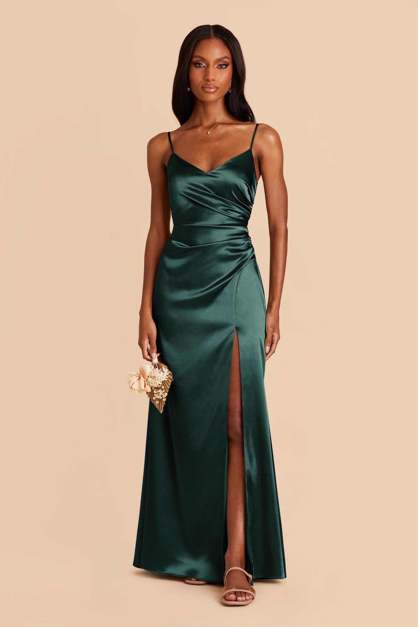 Emerald Satin Bridesmaid Dress | Catherine Shiny