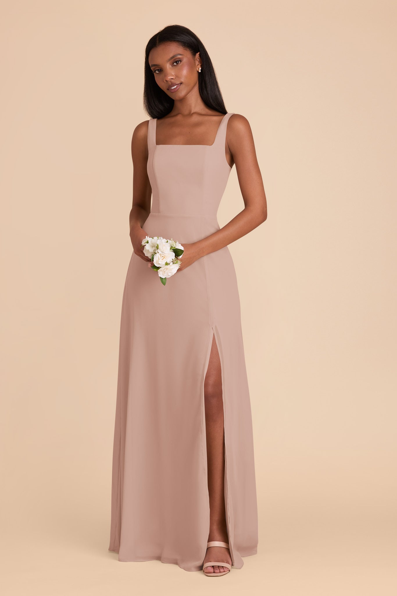 Chiffon Convertible Dress with Bows | Alex Taupe