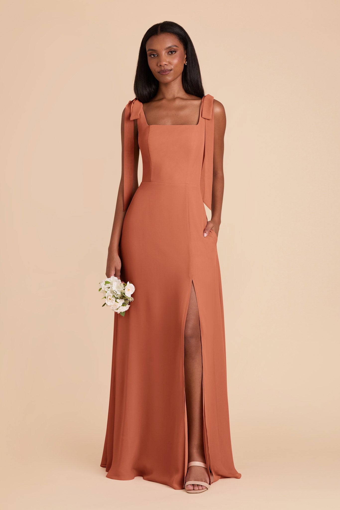 Chiffon Convertible Dress with Bows | Alex Terracotta