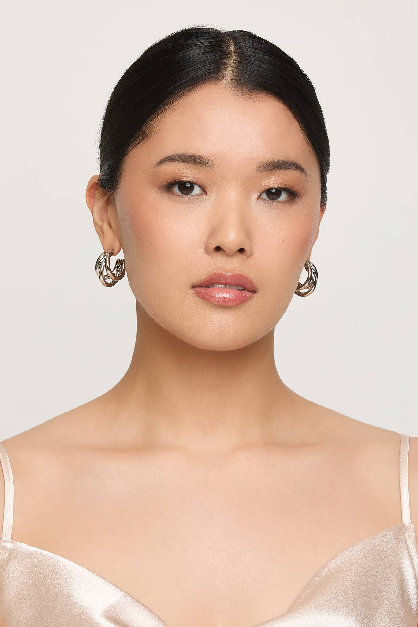 Silver Triple Hoop Earrings for Bridesmaids | Shoreditch