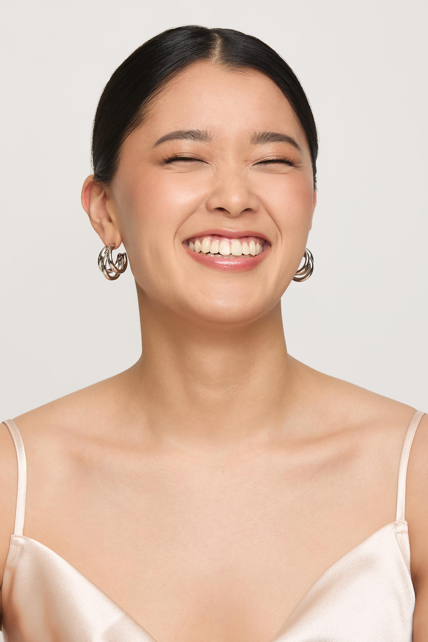 Silver Triple Hoop Earrings for Bridesmaids | Shoreditch