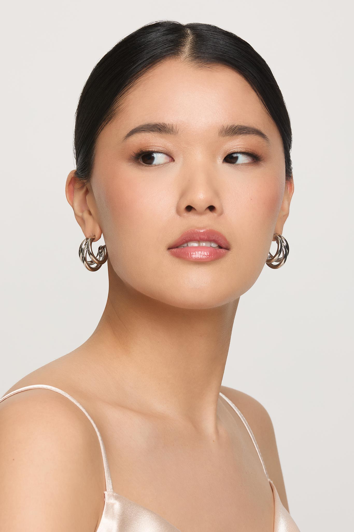 Silver Triple Hoop Earrings for Bridesmaids | Shoreditch