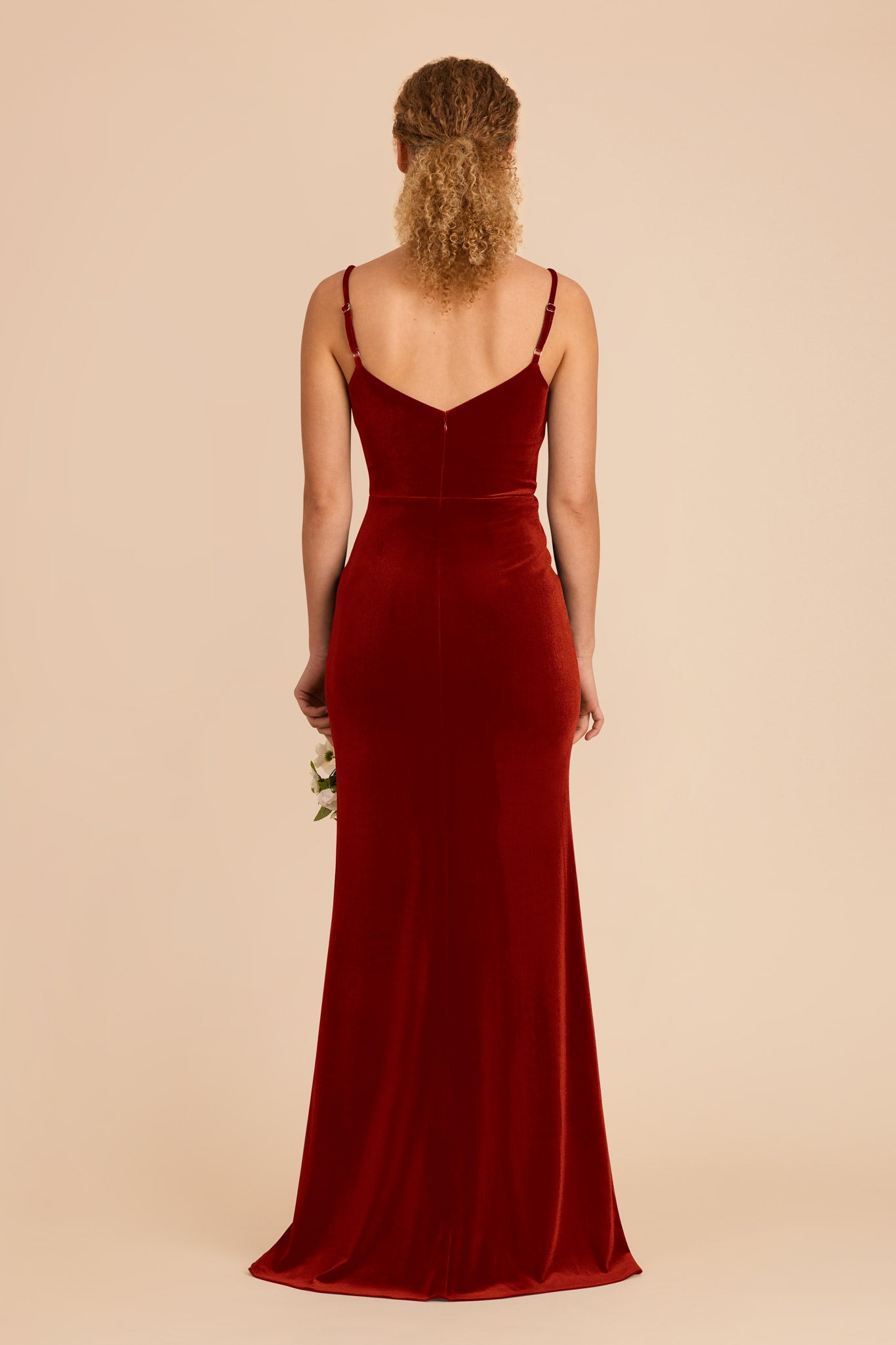 Velvet Dress in Burnt Orange | Catherine Elegant Evening Gown