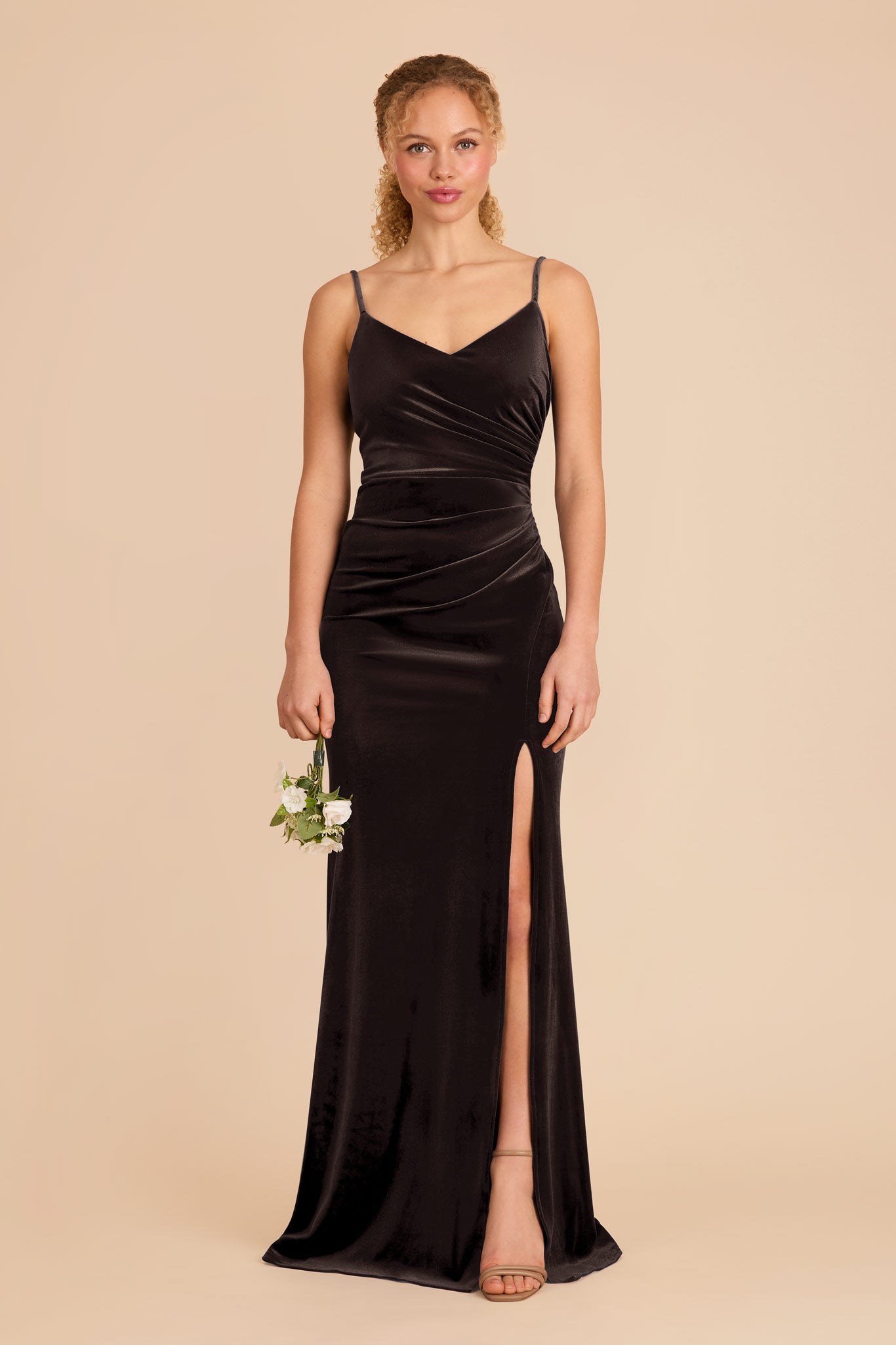 Velvet Bridesmaid Dress in Espresso | Catherine