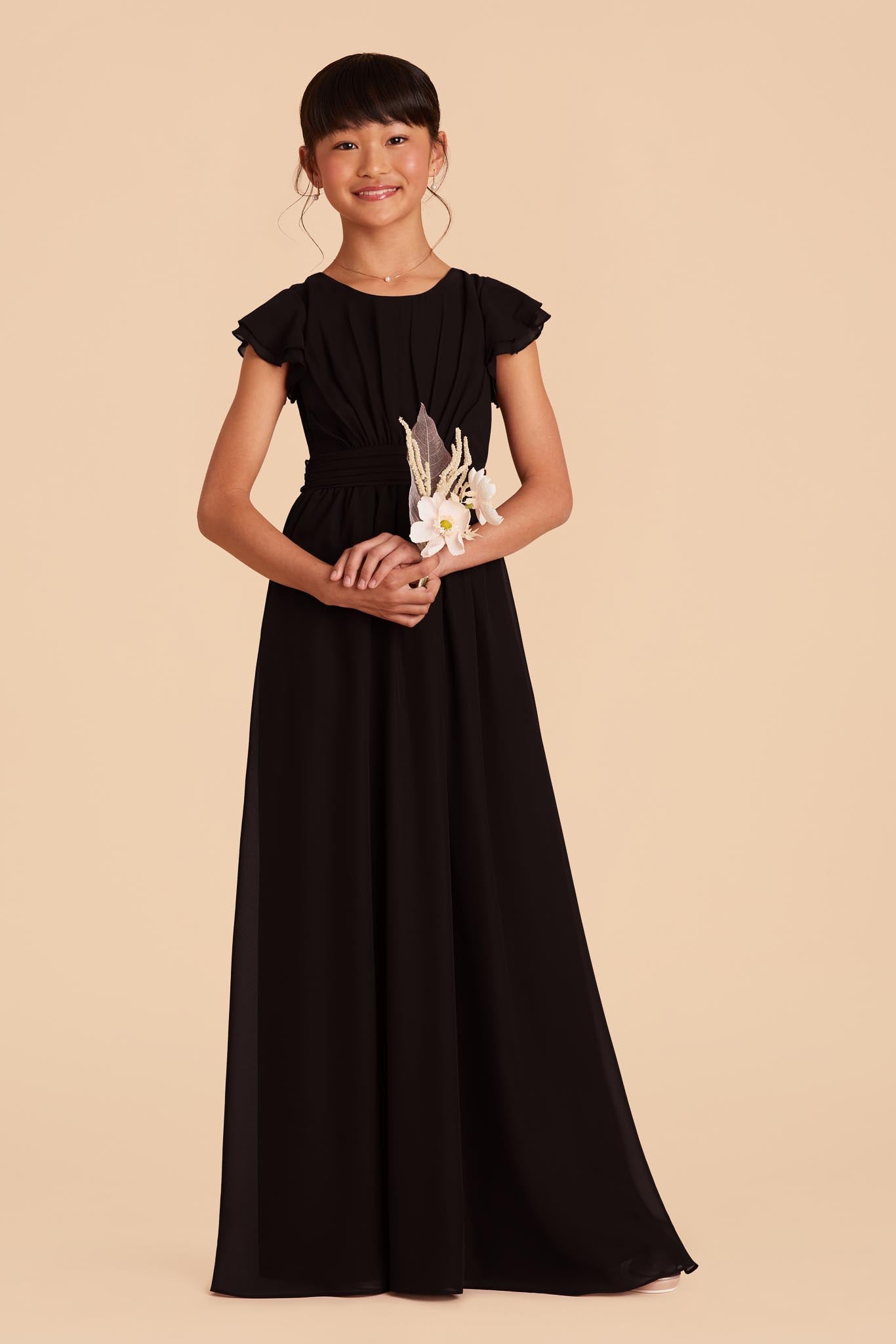 Junior Bridesmaid Dress with Frilly Sleeves & Pockets | Celine