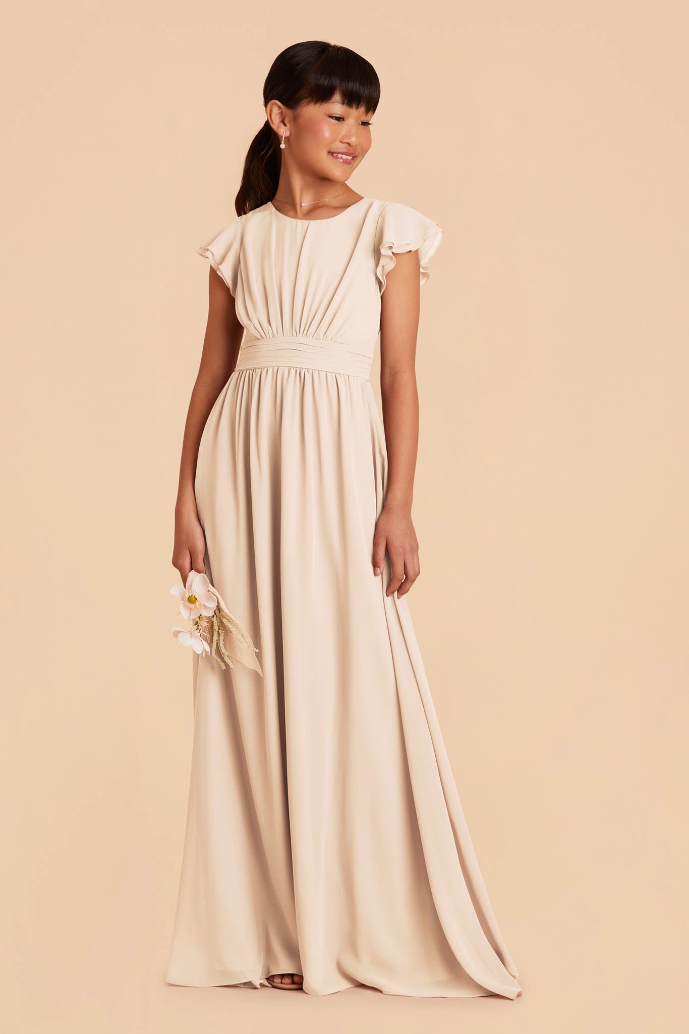 Junior Bridesmaid Dress with Frilly Sleeves & Pockets | Celine