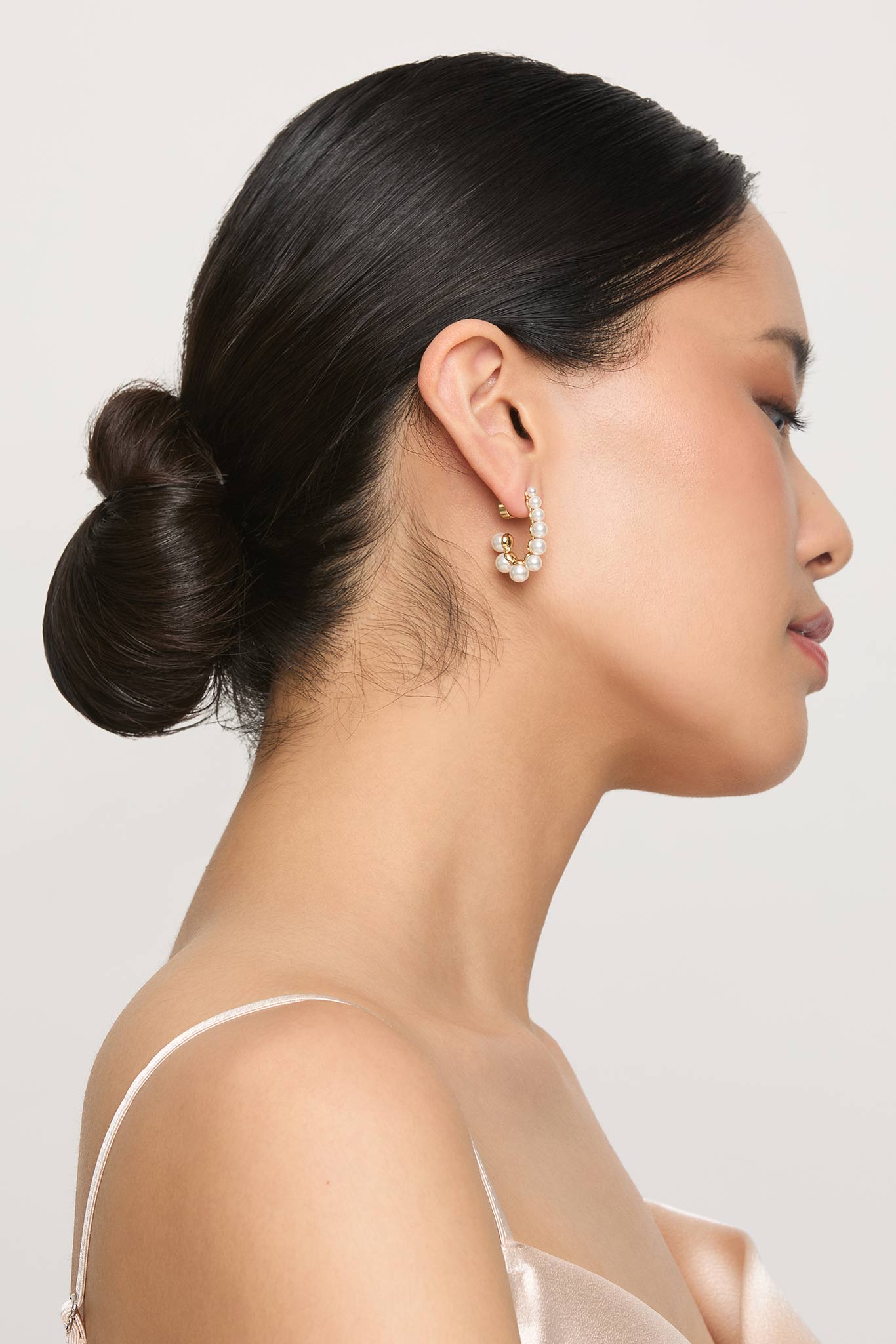 Gold Pearl Huggie Earrings for Women | Charleston