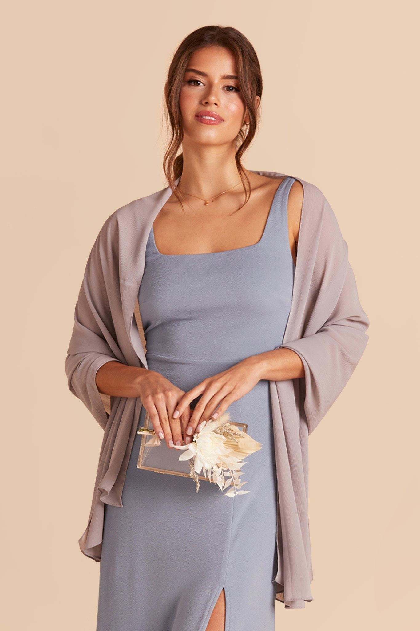 Gray Chiffon Shawl for Weddings & Spring | Airy & Lightweight