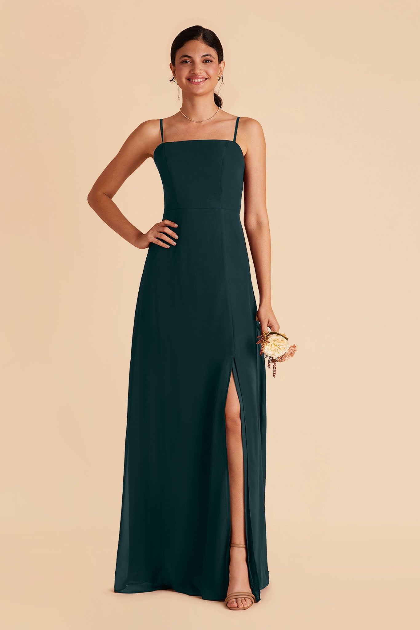 Convertible Chiffon Dress with Spaghetti Straps | Chris Emerald