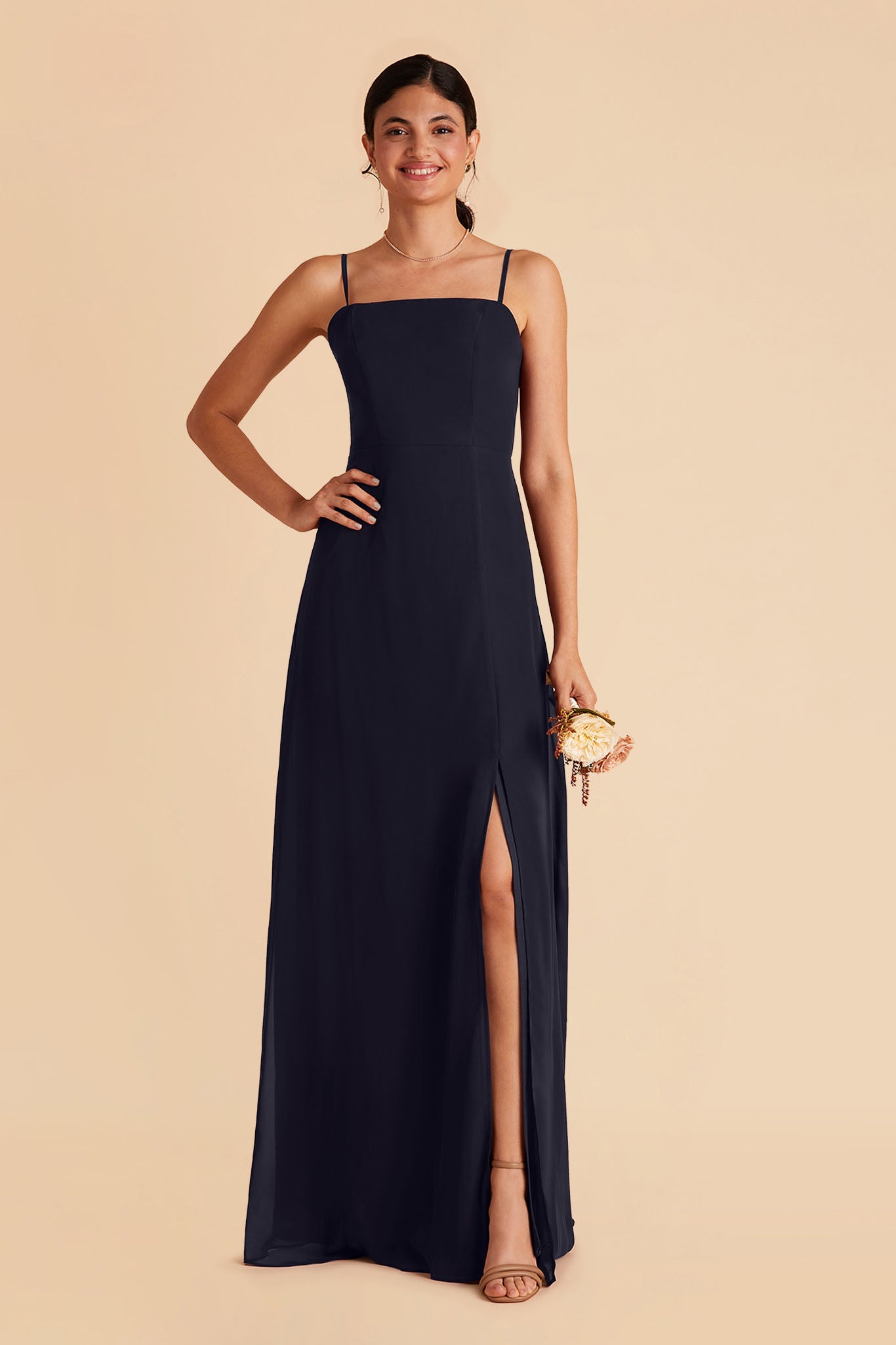 Convertible Chiffon Dress with Spaghetti Straps | Chris Navy