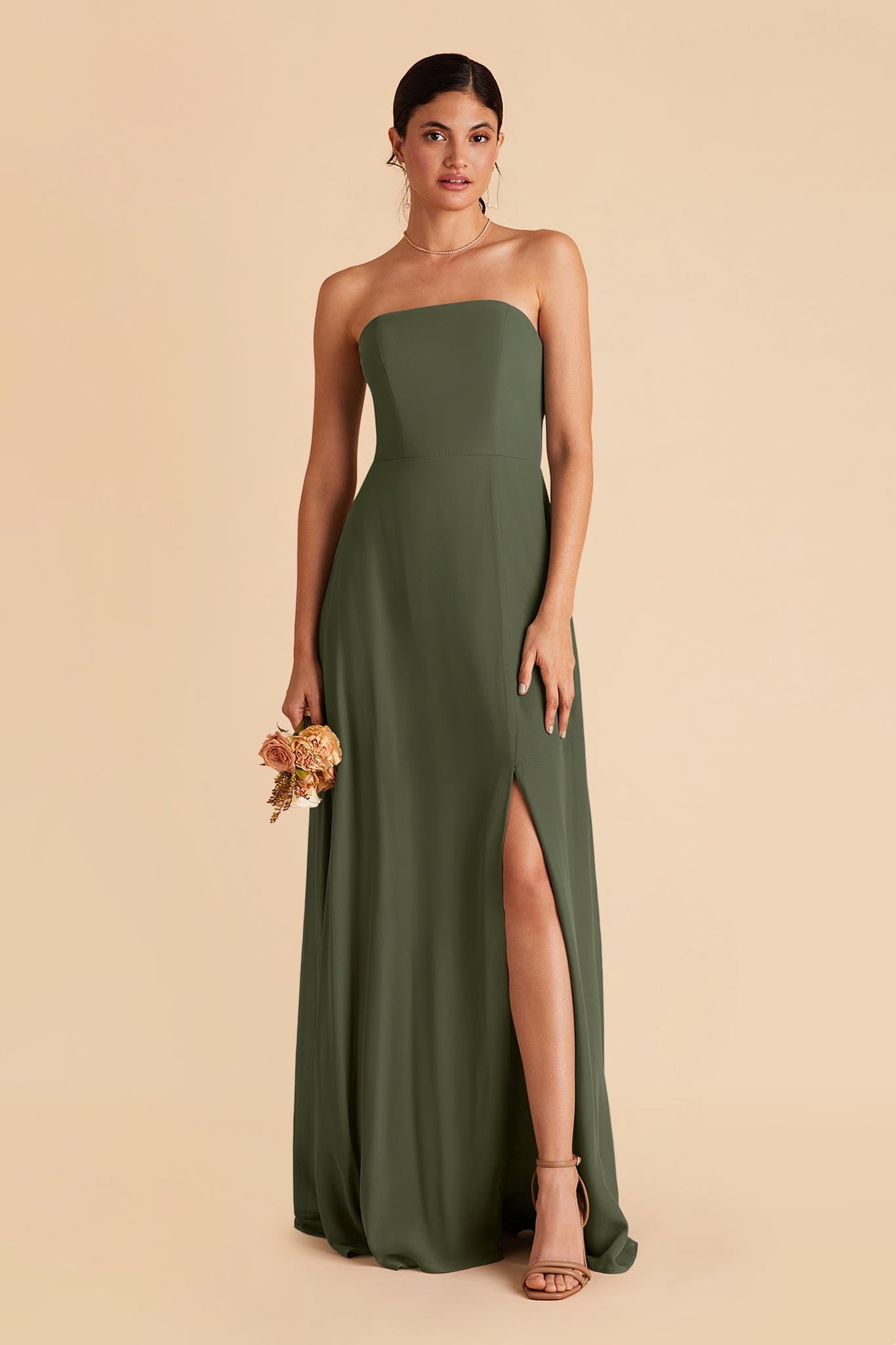 Convertible Chiffon Dress in Olive | Chris