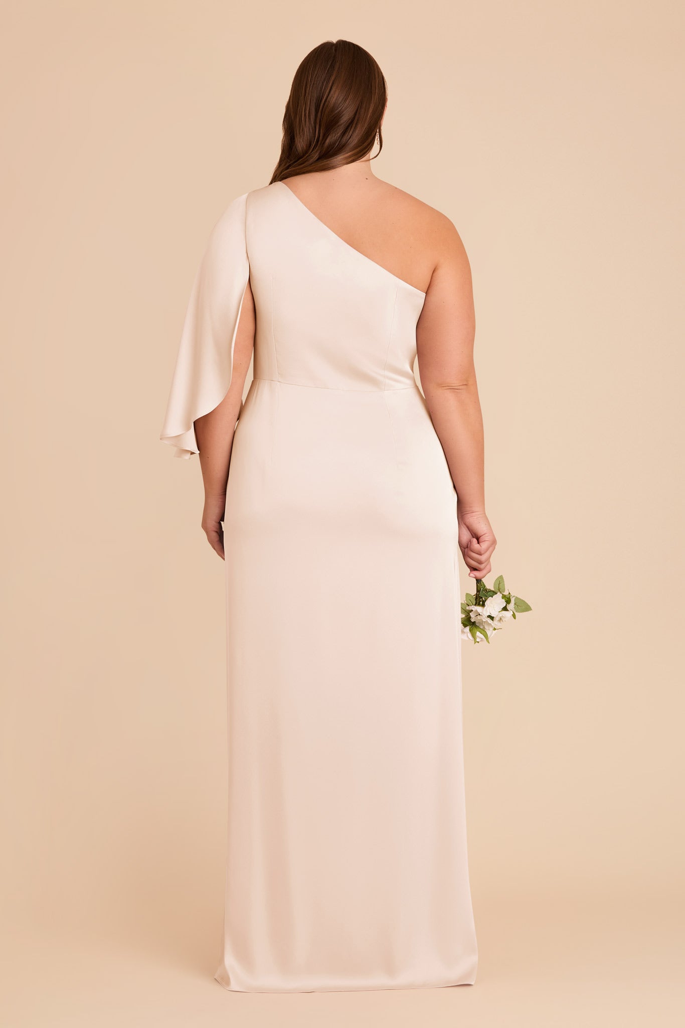 One-Shoulder Satin Dress with Graceful Overlay | Christine