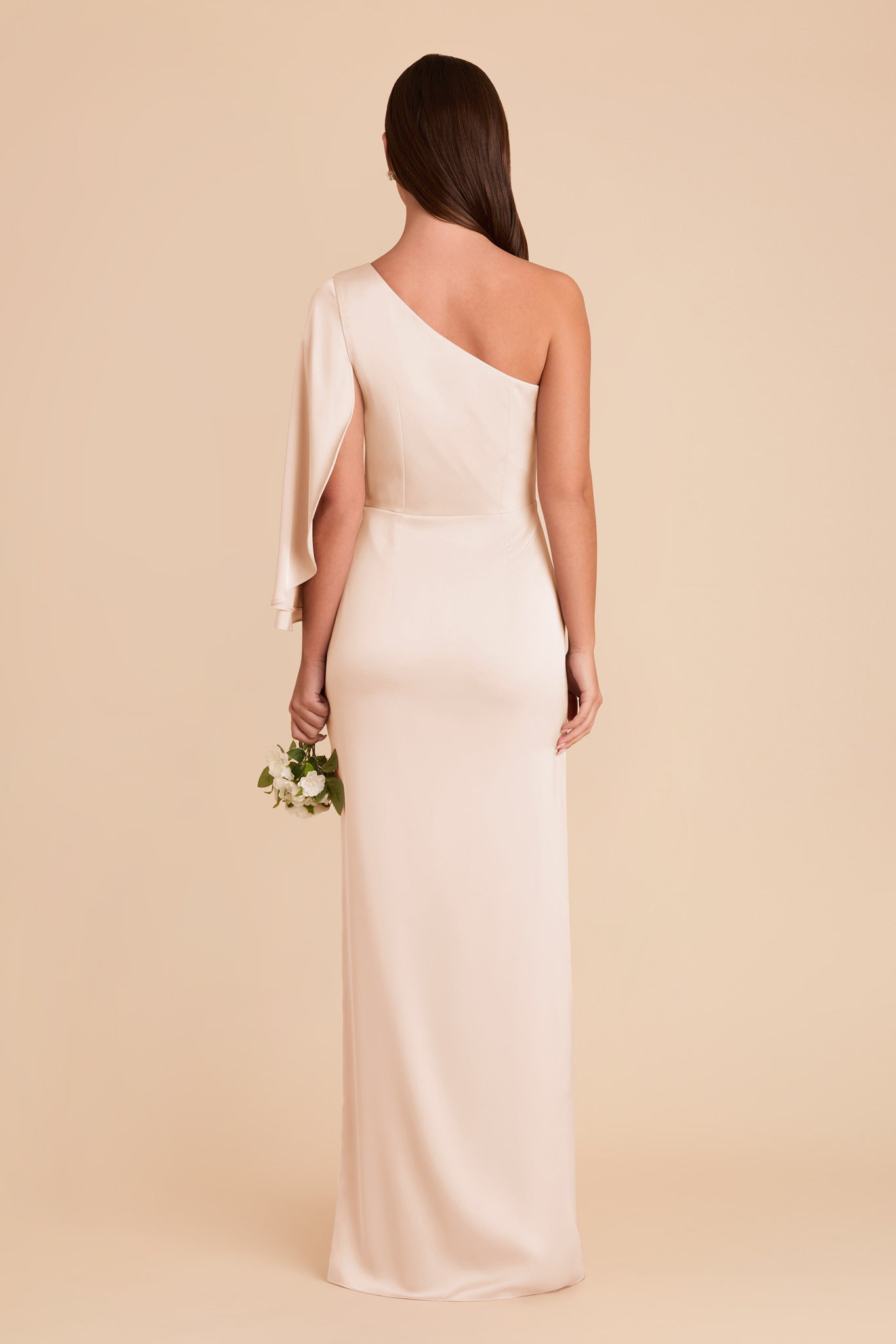 One-Shoulder Satin Dress with Graceful Overlay | Christine