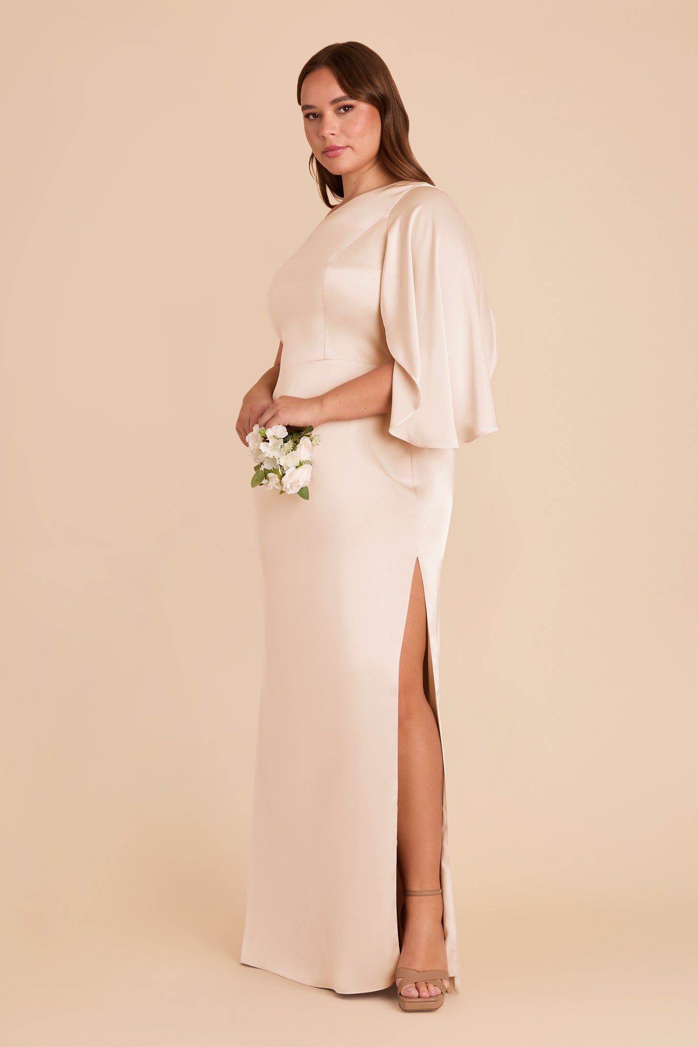 One-Shoulder Satin Dress with Graceful Overlay | Christine