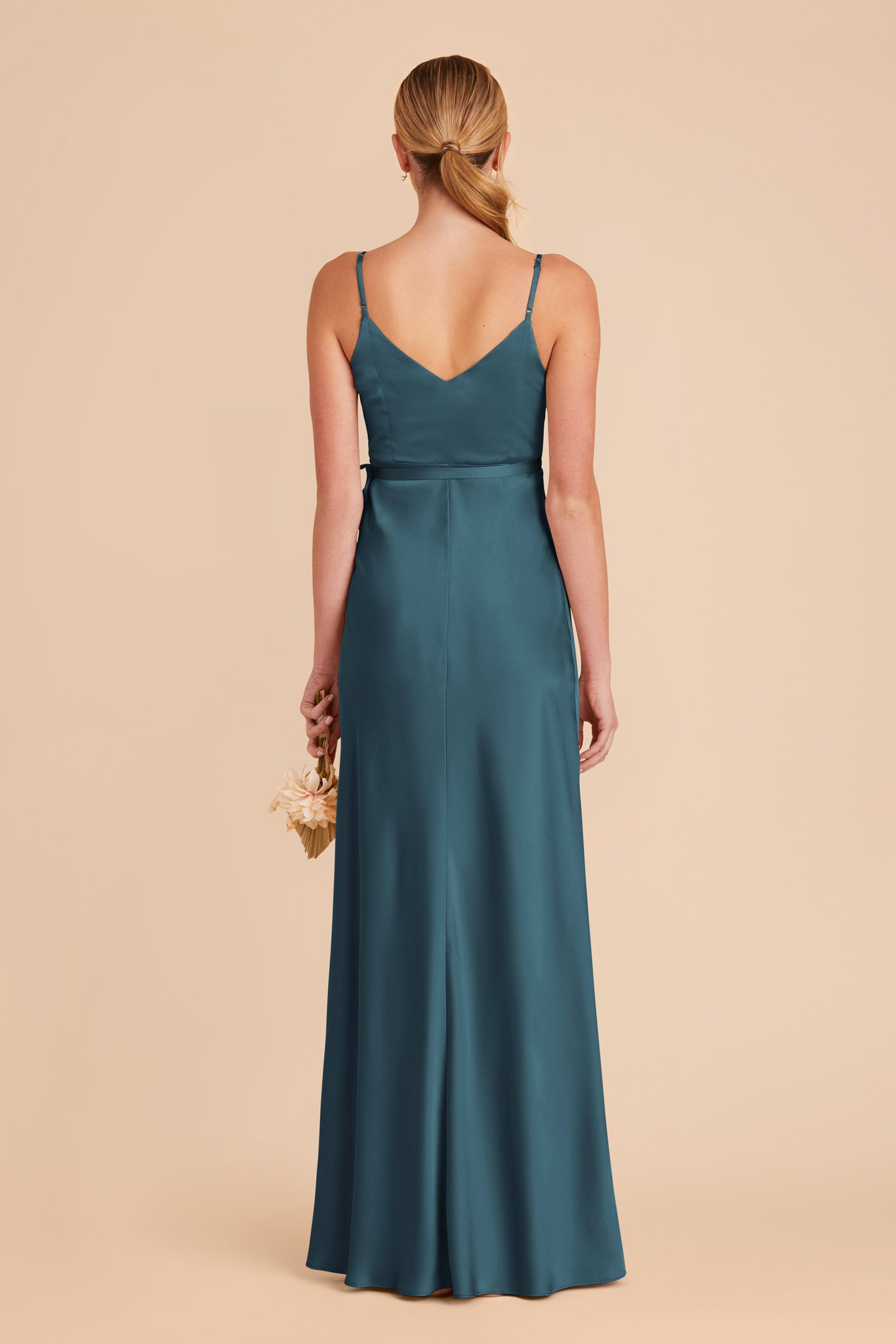 Sexy Wrap Dress with Deep V-Neck & High Slit | Cindy Matte Satin