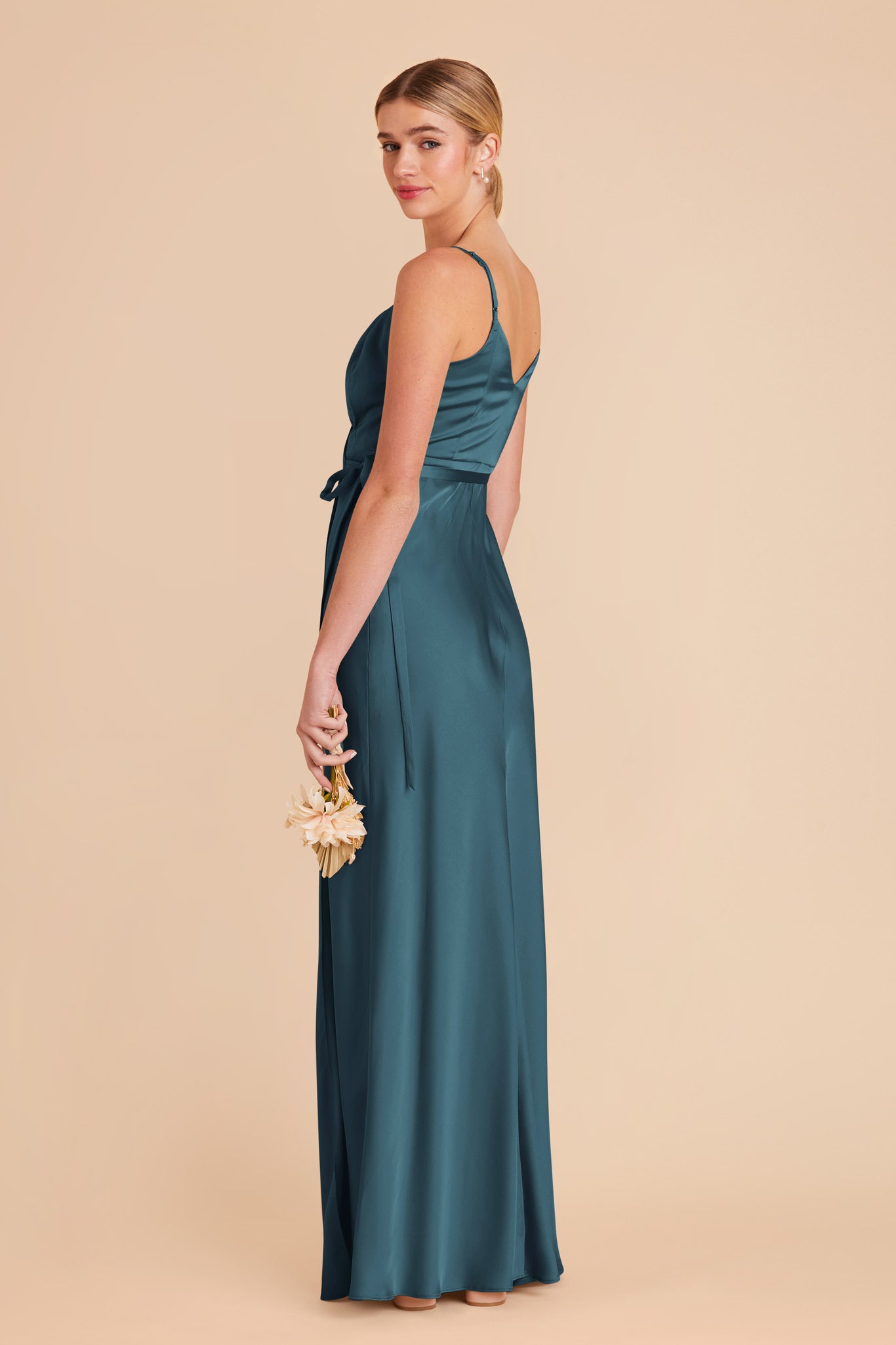 Sexy Wrap Dress with Deep V-Neck & High Slit | Cindy Matte Satin