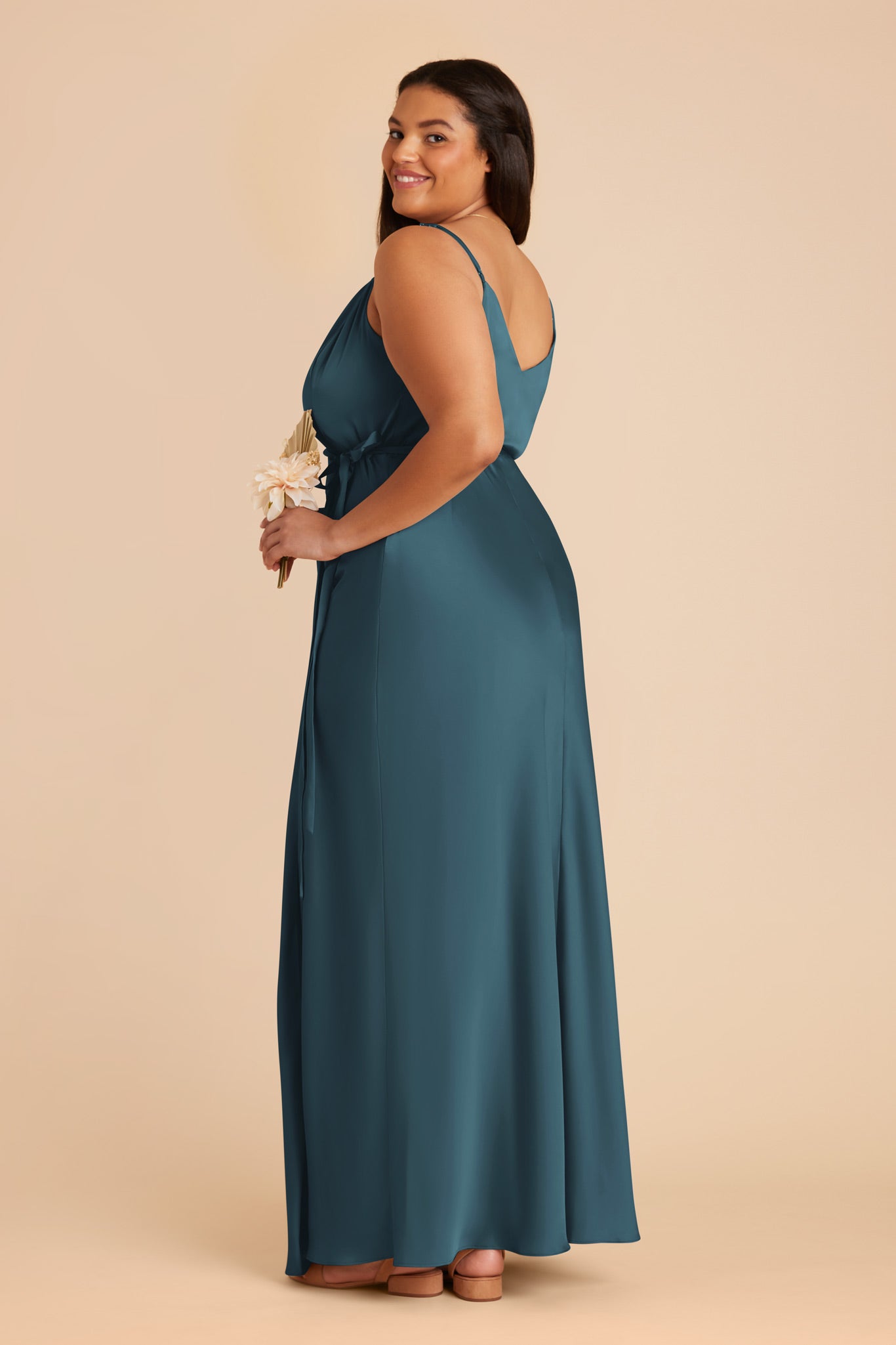 Sexy Wrap Dress with Deep V-Neck & High Slit | Cindy Matte Satin
