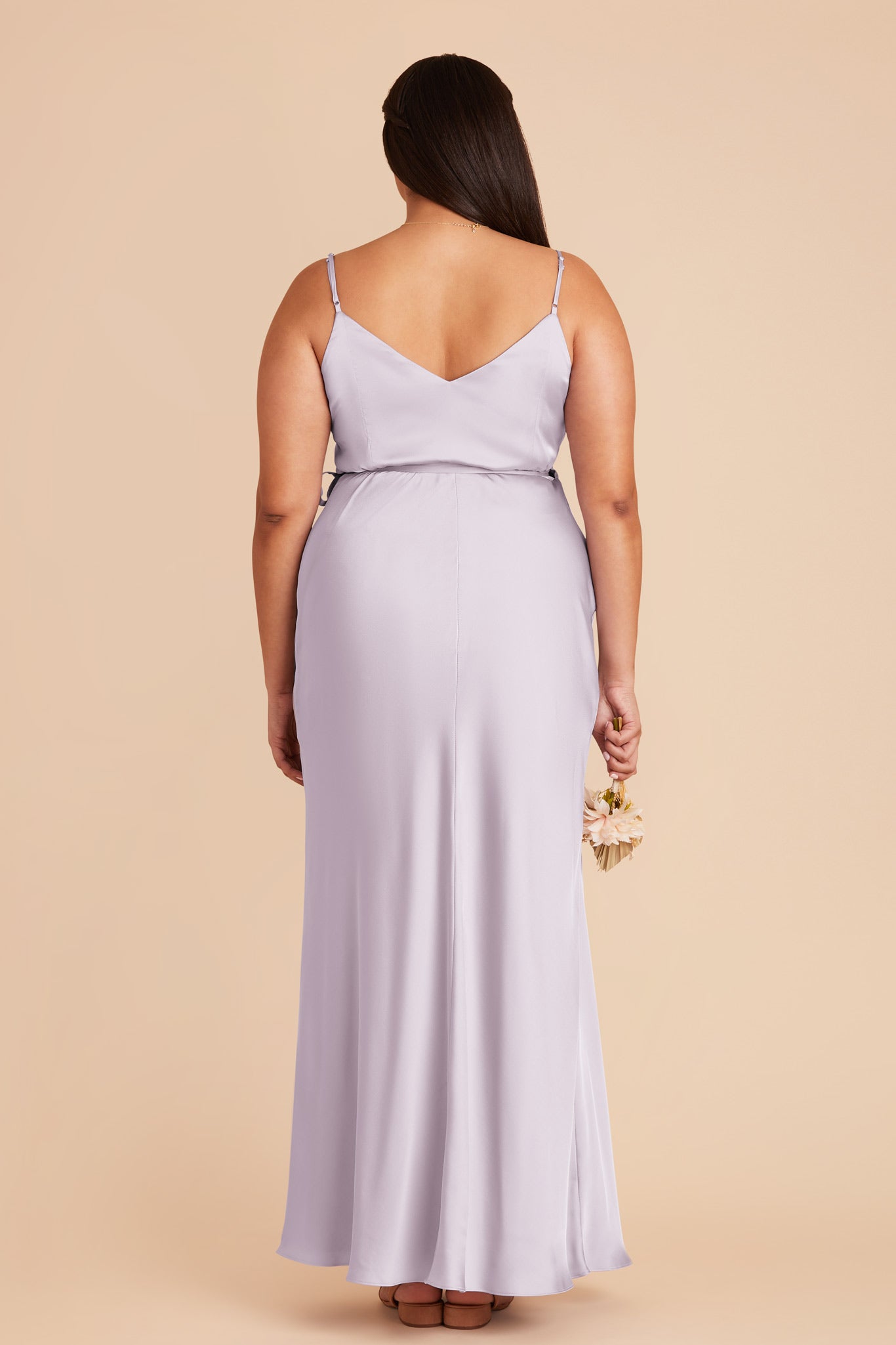 Sexy Wrap Dress with Deep V-Neck & High Slit | Cindy Matte Satin - Dusty Lilac