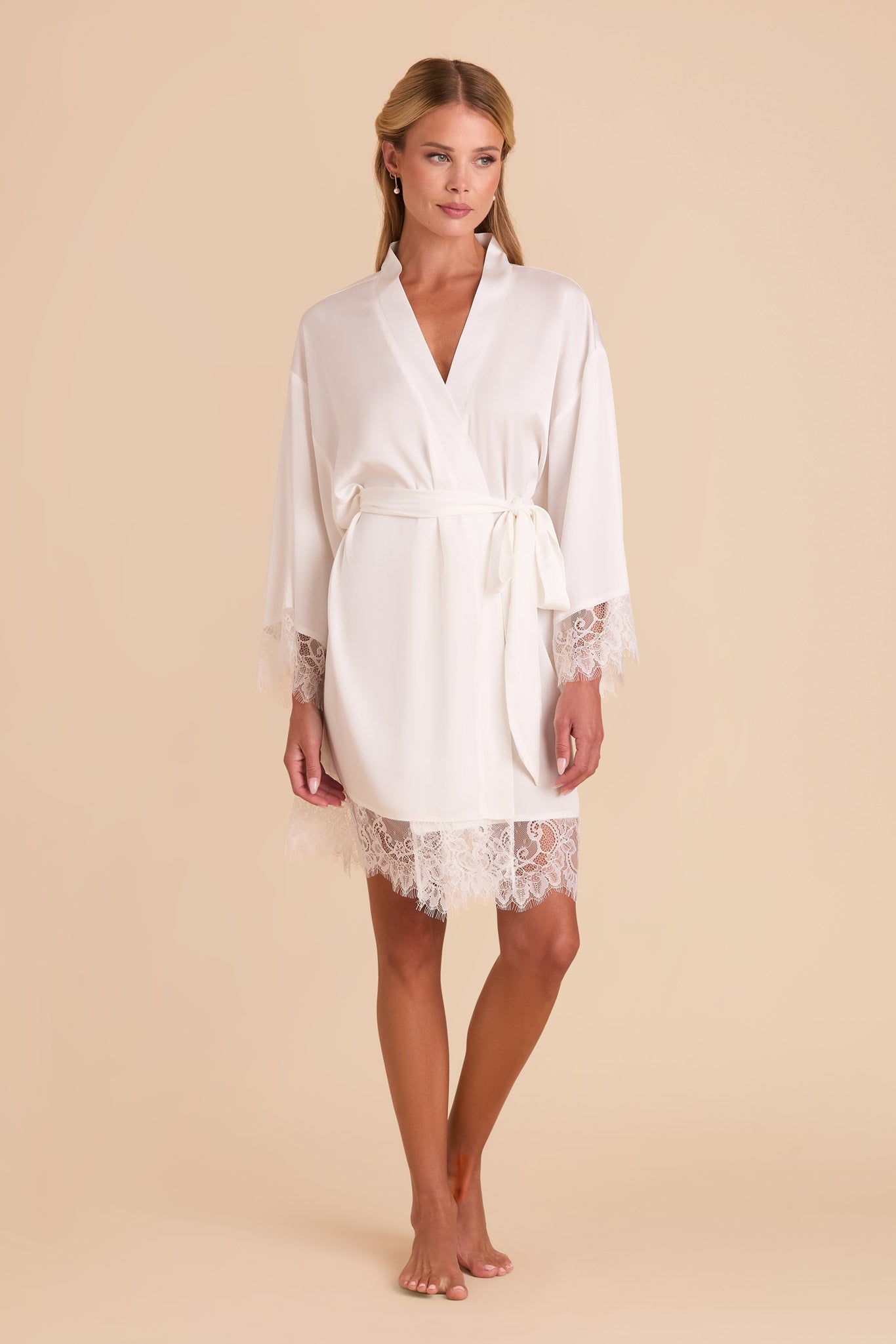 White Lace Trim Robe for Women | Claudette