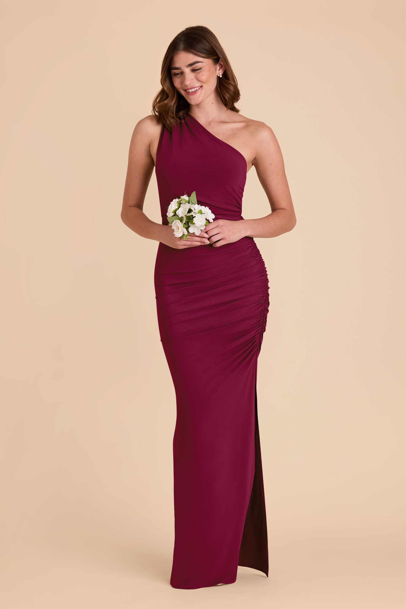 One-Shoulder Knit Dress in Berry | Claudia Luxe