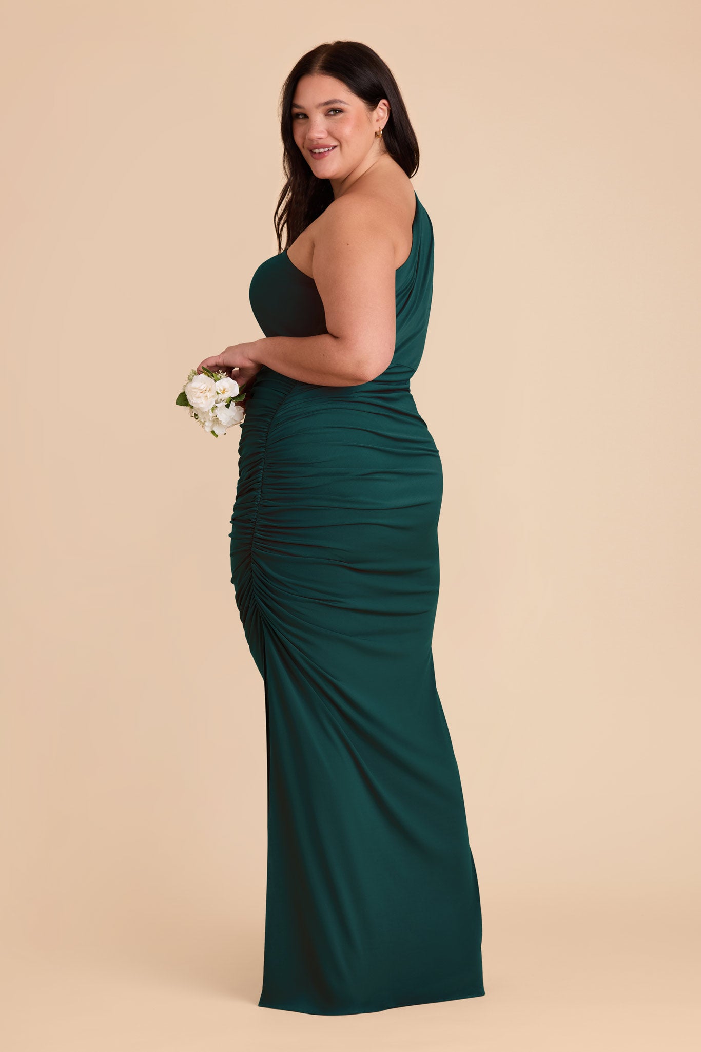 One Shoulder Knit Dress in Emerald | Claudia Luxe