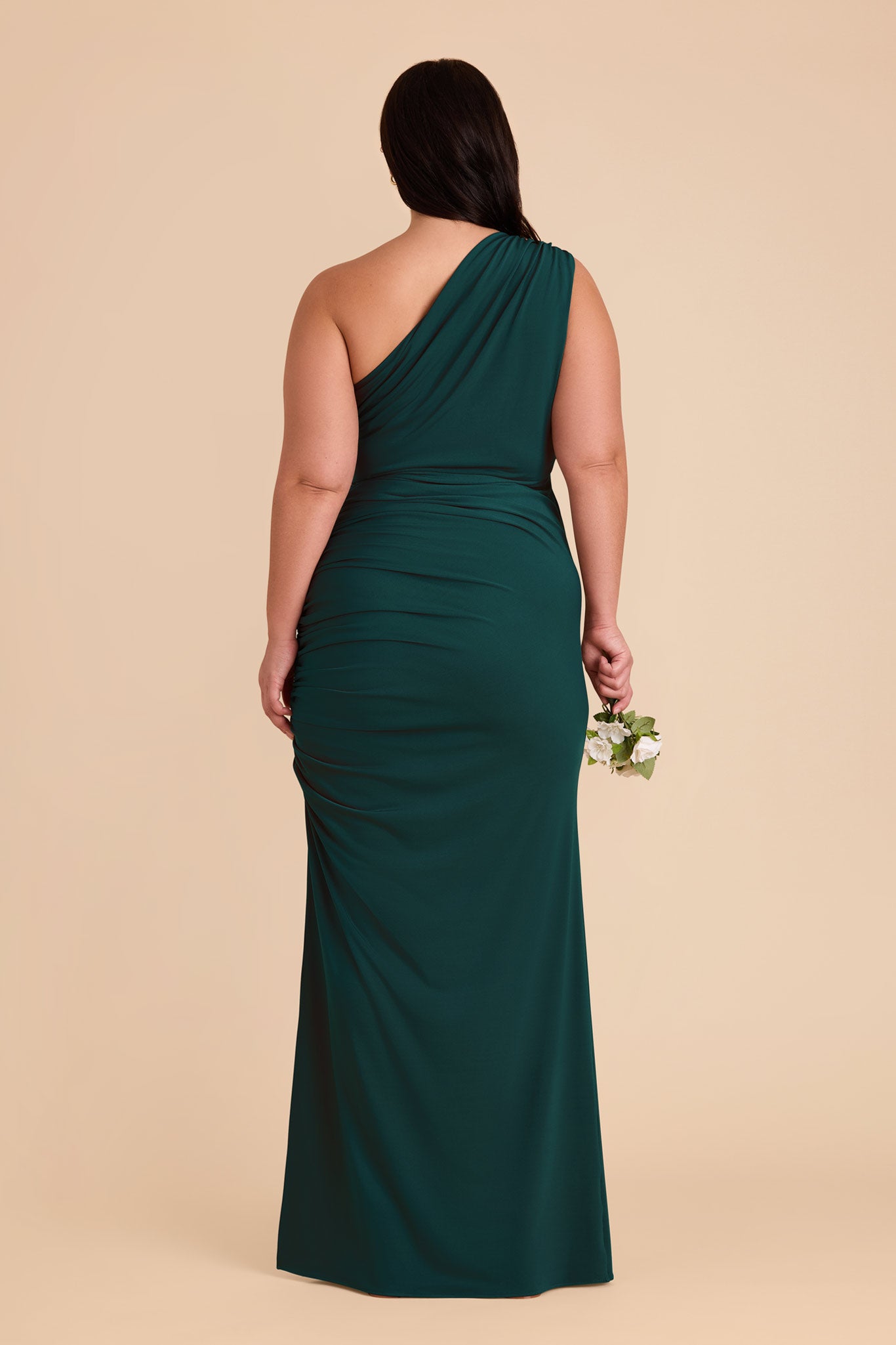 One Shoulder Knit Dress in Emerald | Claudia Luxe