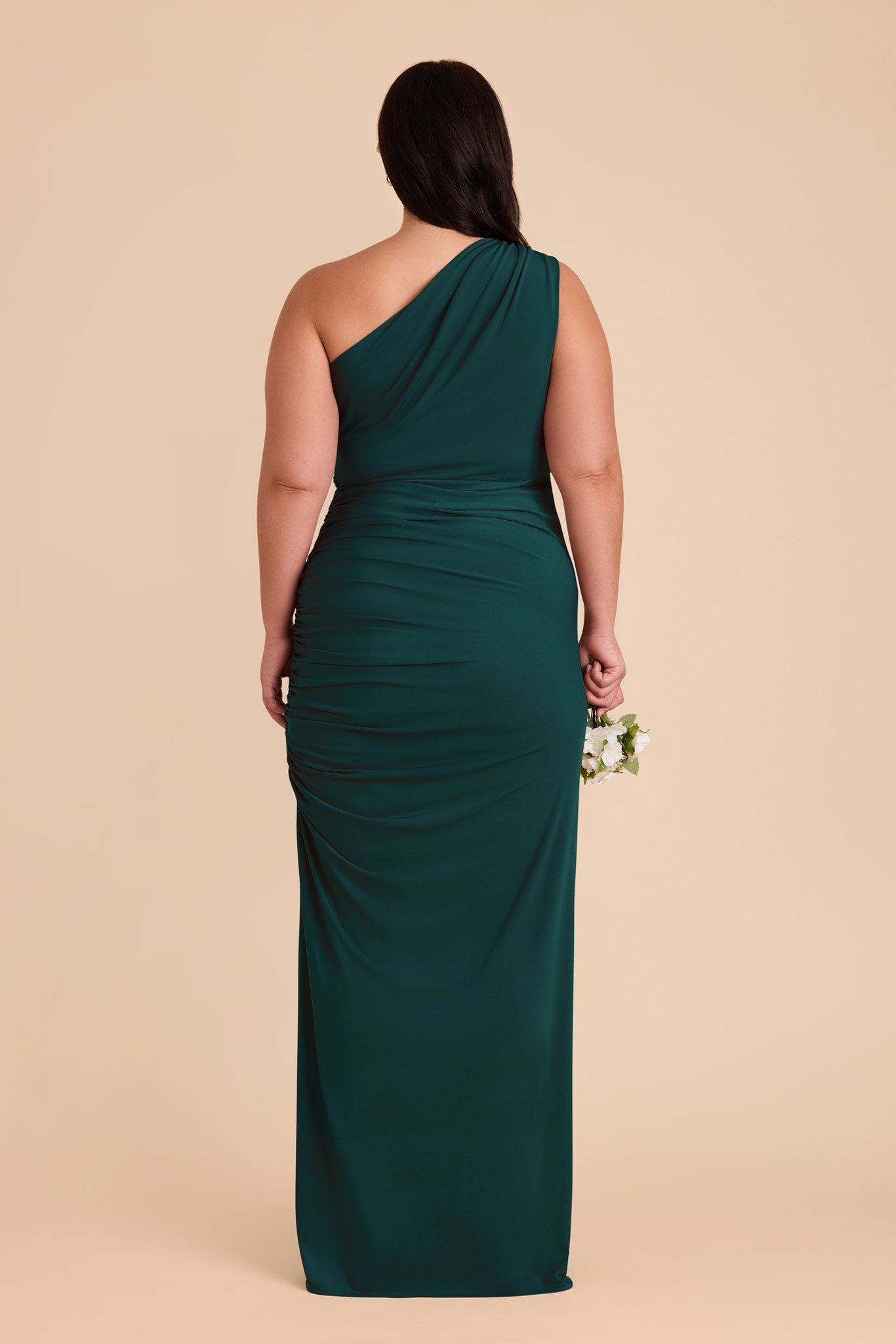 One Shoulder Knit Dress in Emerald | Claudia Luxe