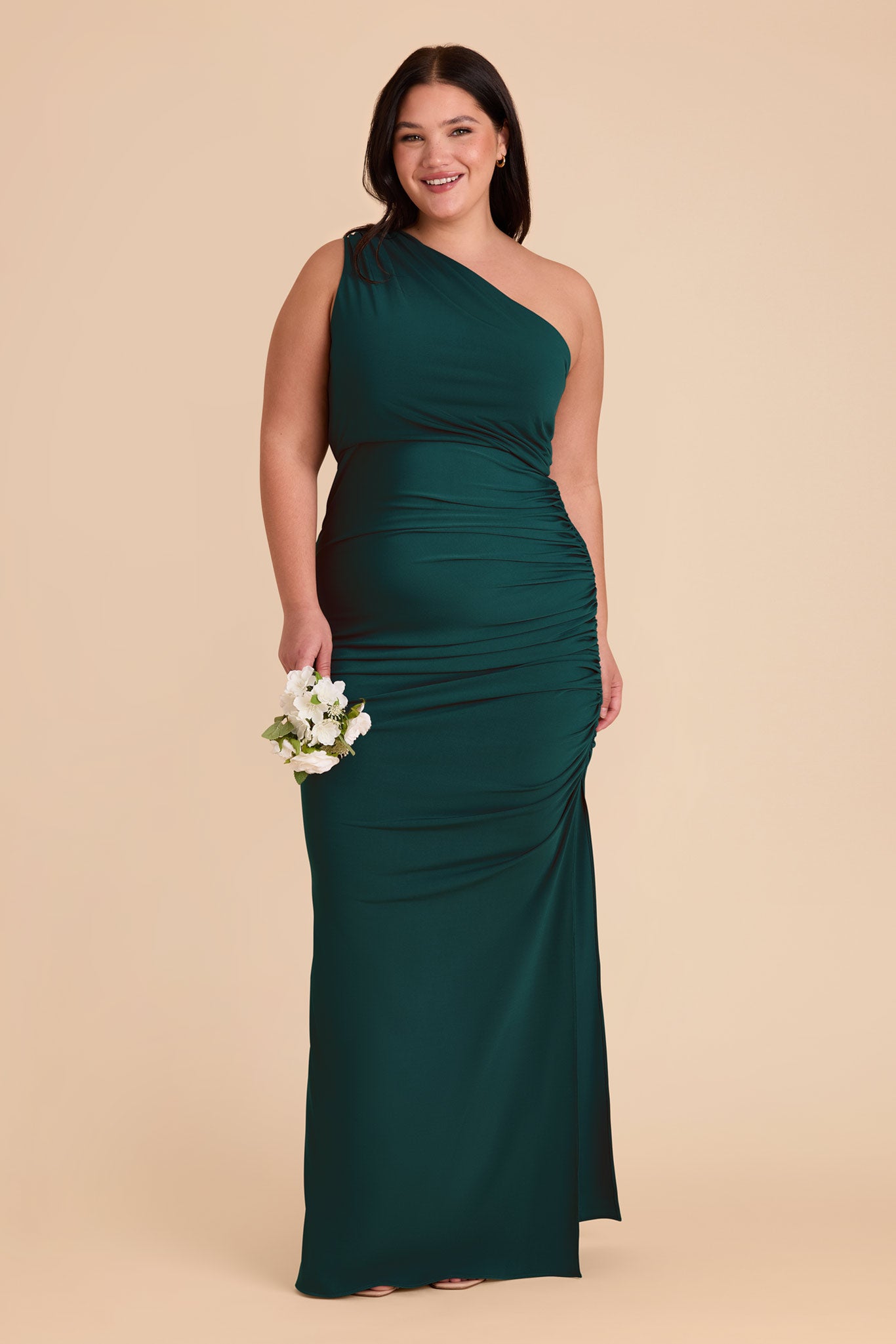 One Shoulder Knit Dress in Emerald | Claudia Luxe