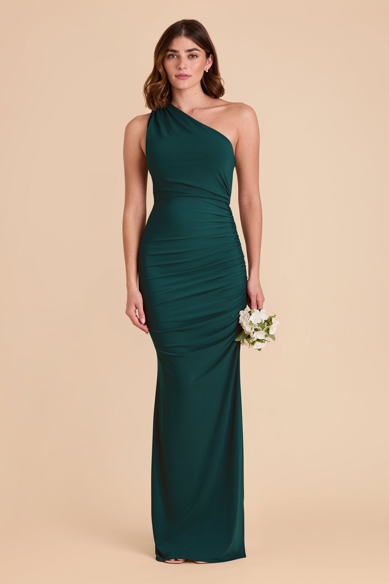 One Shoulder Knit Dress in Emerald | Claudia Luxe