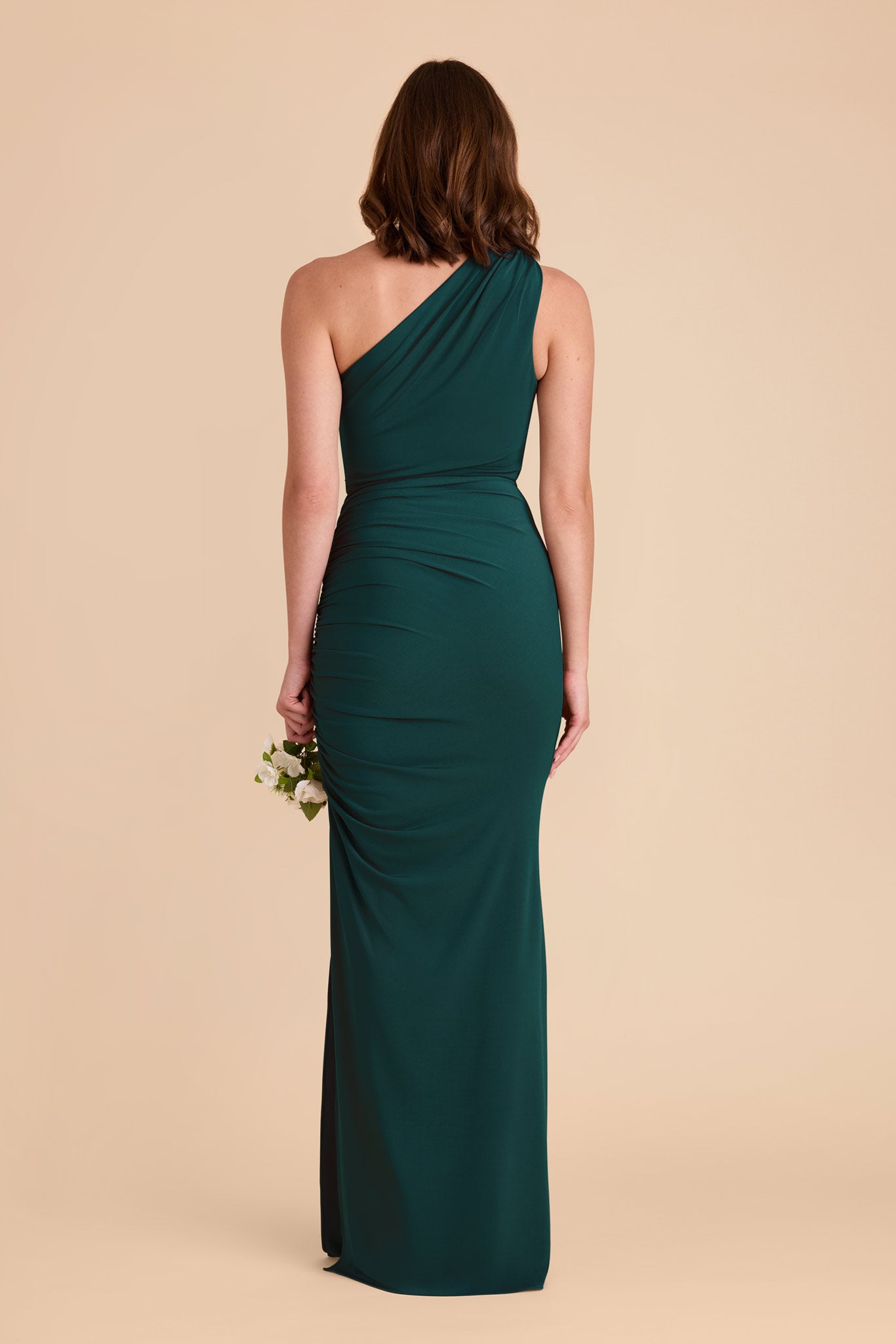 One Shoulder Knit Dress in Emerald | Claudia Luxe