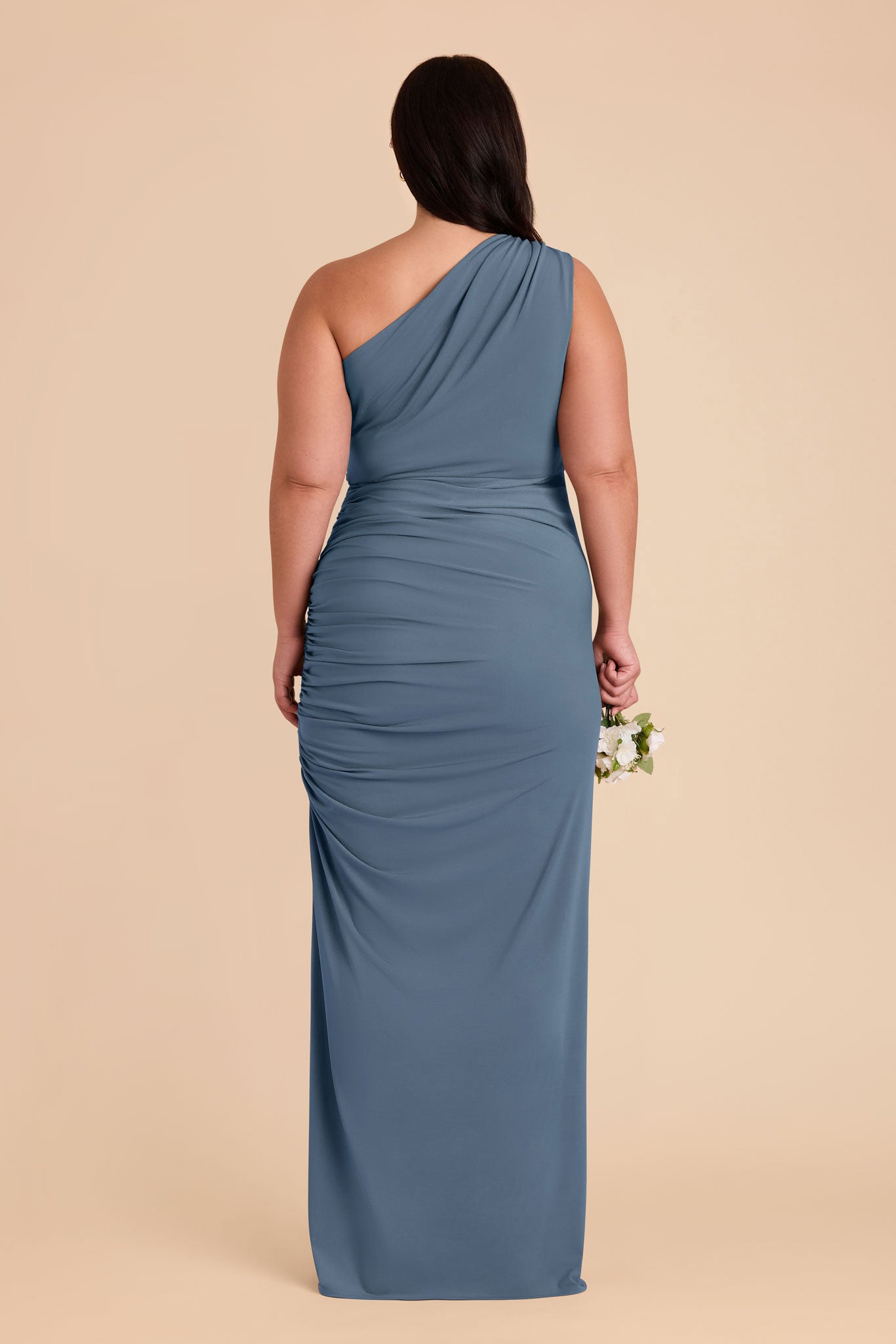One-Shoulder Knit Dress in French Blue | Claudia Luxe