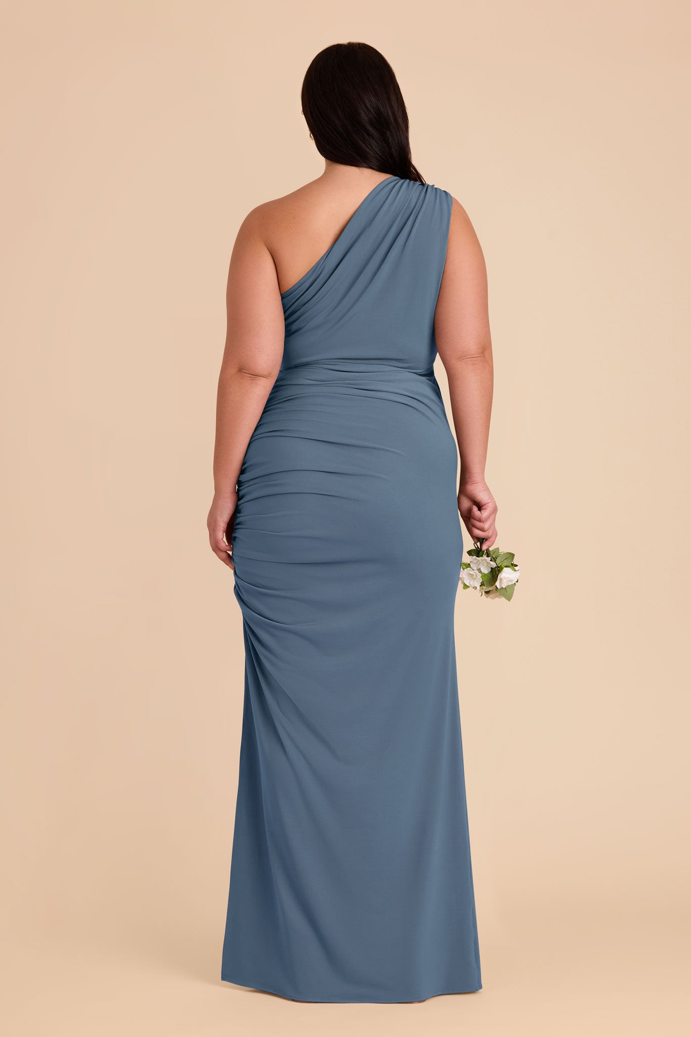 One-Shoulder Knit Dress in French Blue | Claudia Luxe