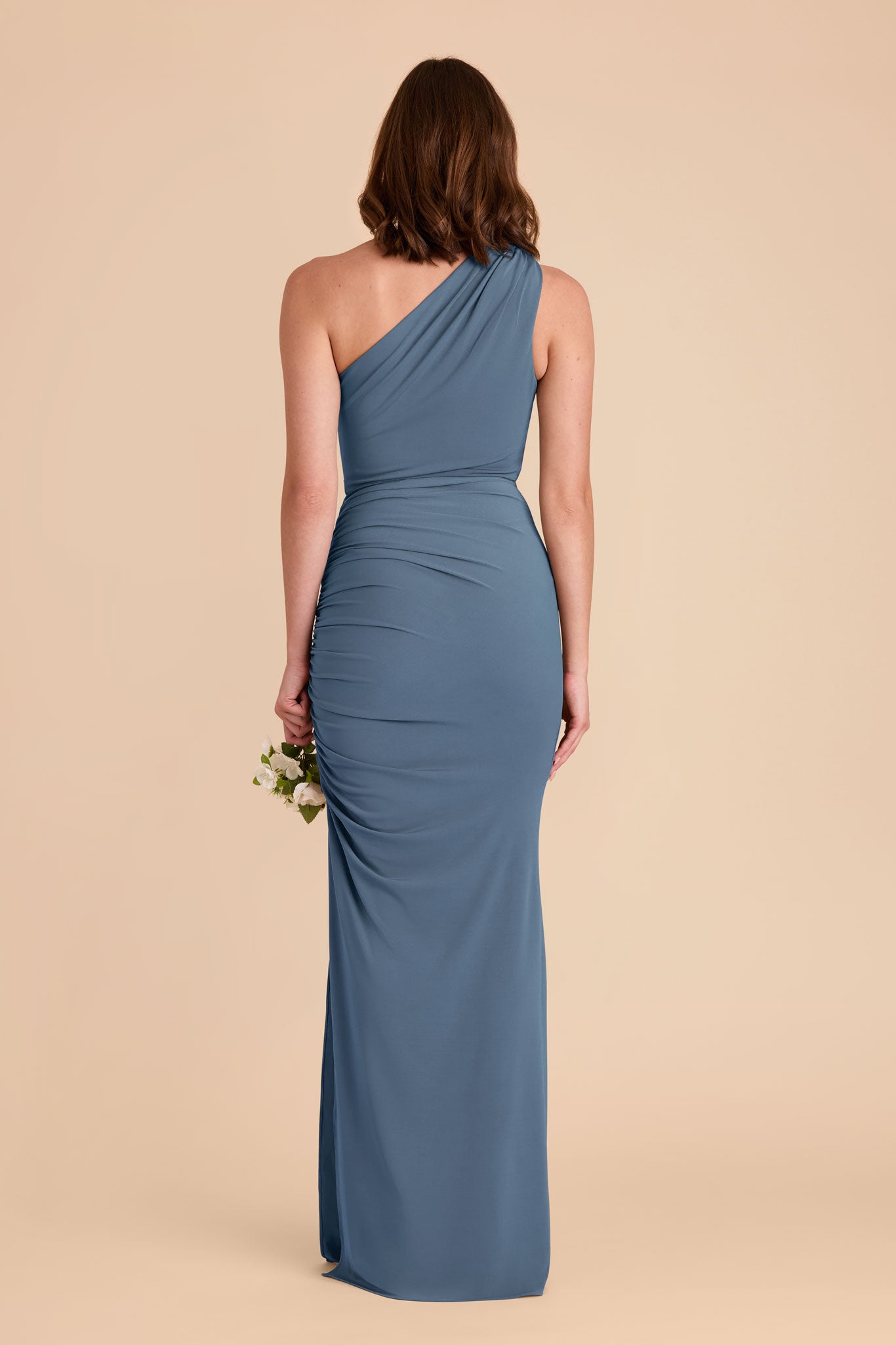 One-Shoulder Knit Dress in French Blue | Claudia Luxe
