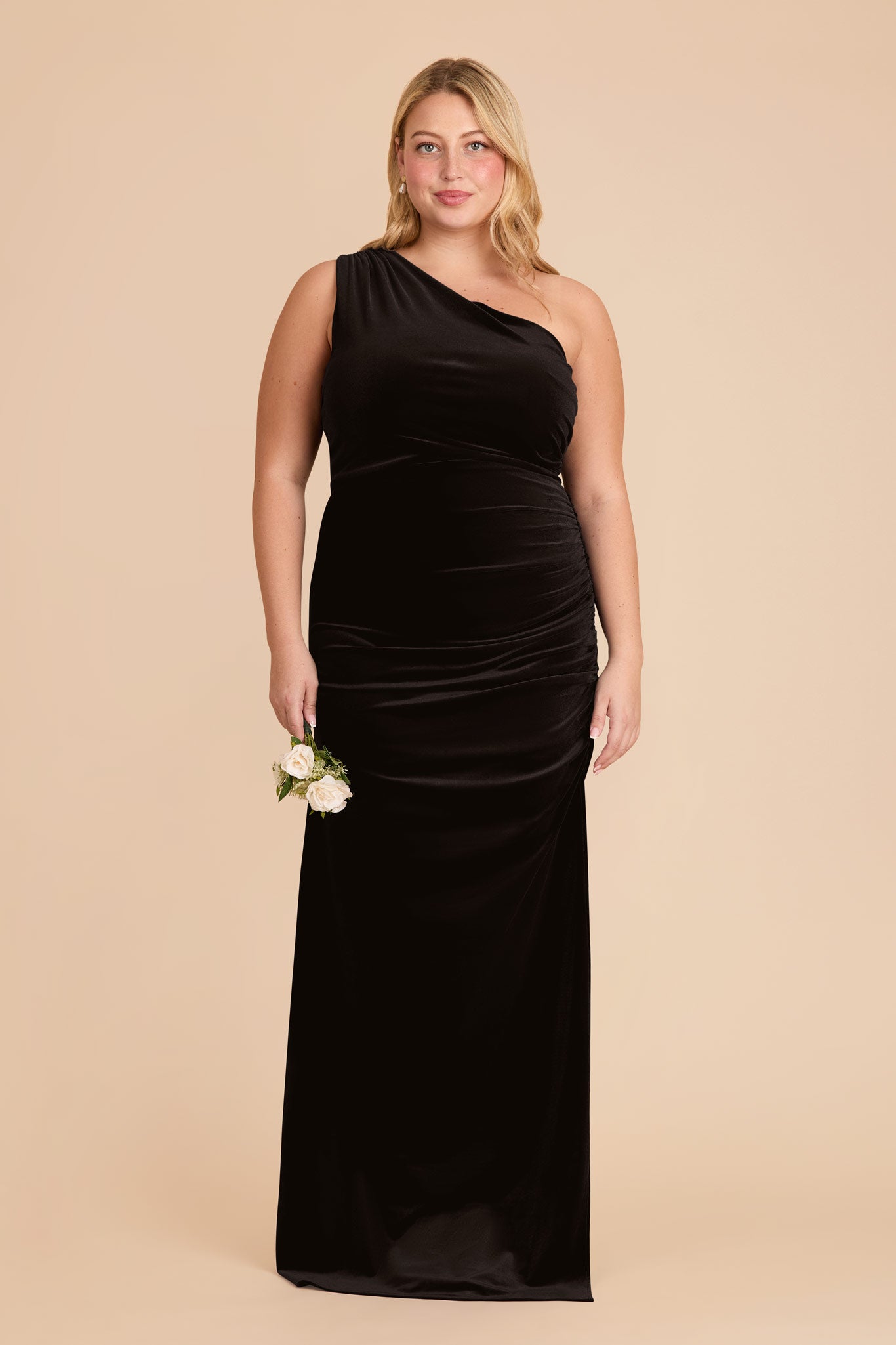 One-Shoulder Velvet Dress for Women | Claudia Black Gown