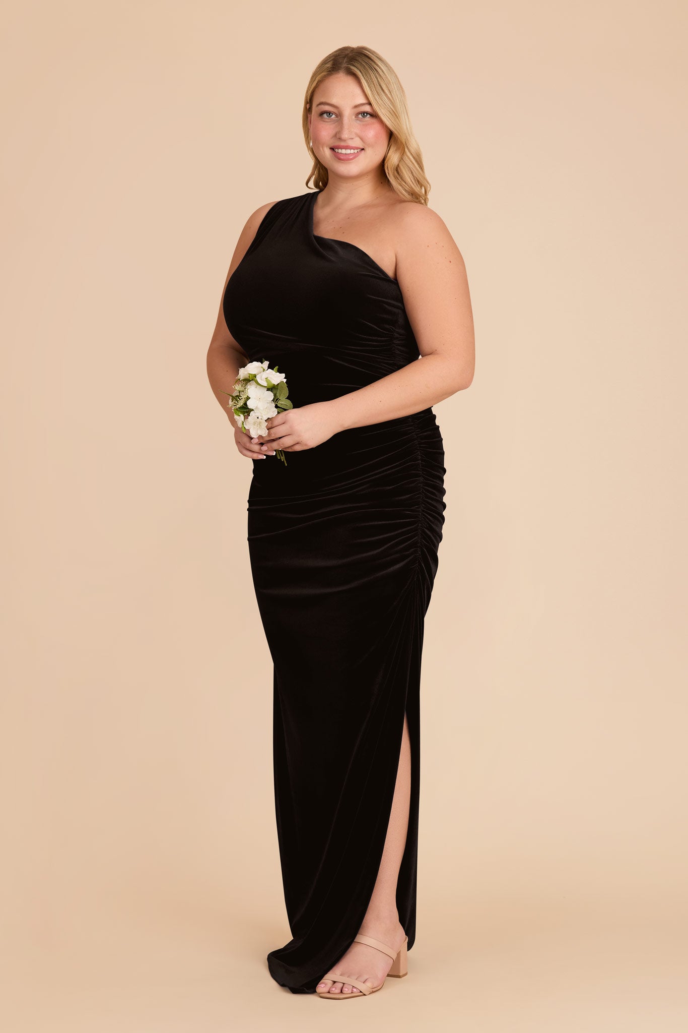 One-Shoulder Velvet Dress for Women | Claudia Black Gown