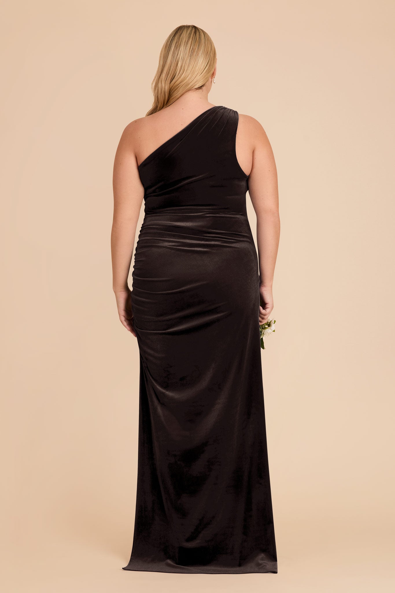 One-Shoulder Velvet Dress in Espresso | Claudia