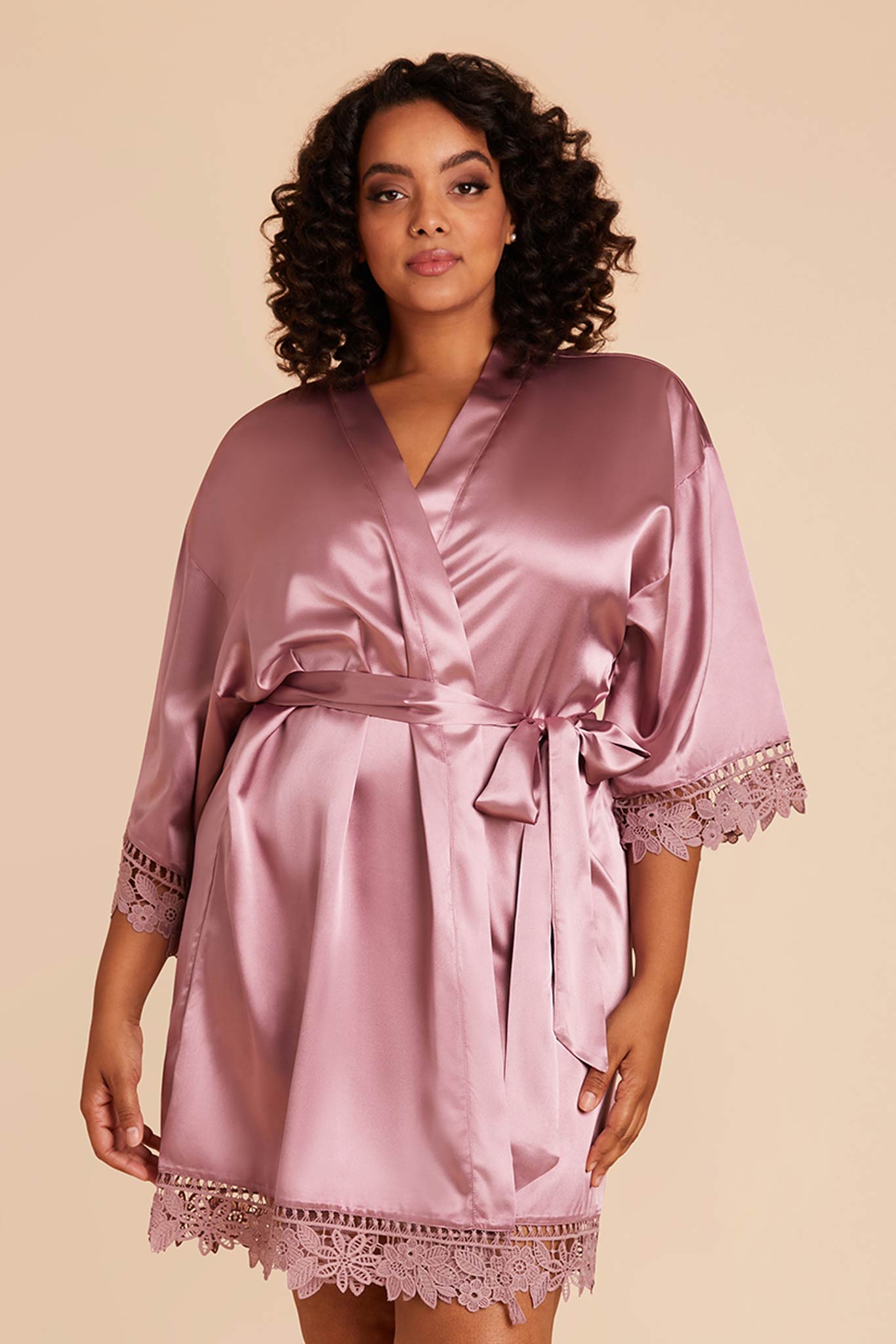 Lace Bridesmaid Robe for Weddings - Dark Mauve | Claudine